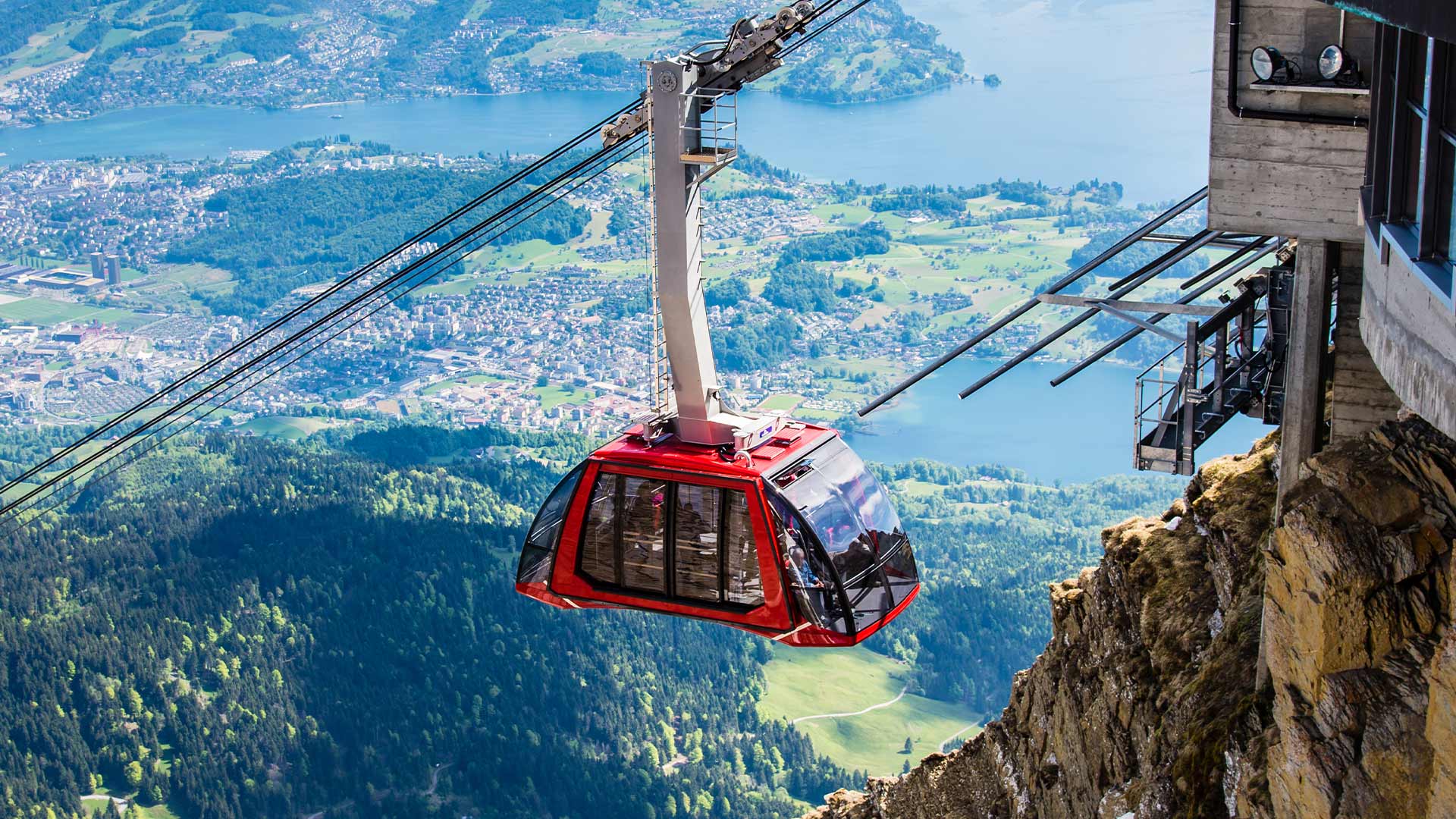 Pilatus Kulm and cableway, summit above Lake Lucerne, Switzerland