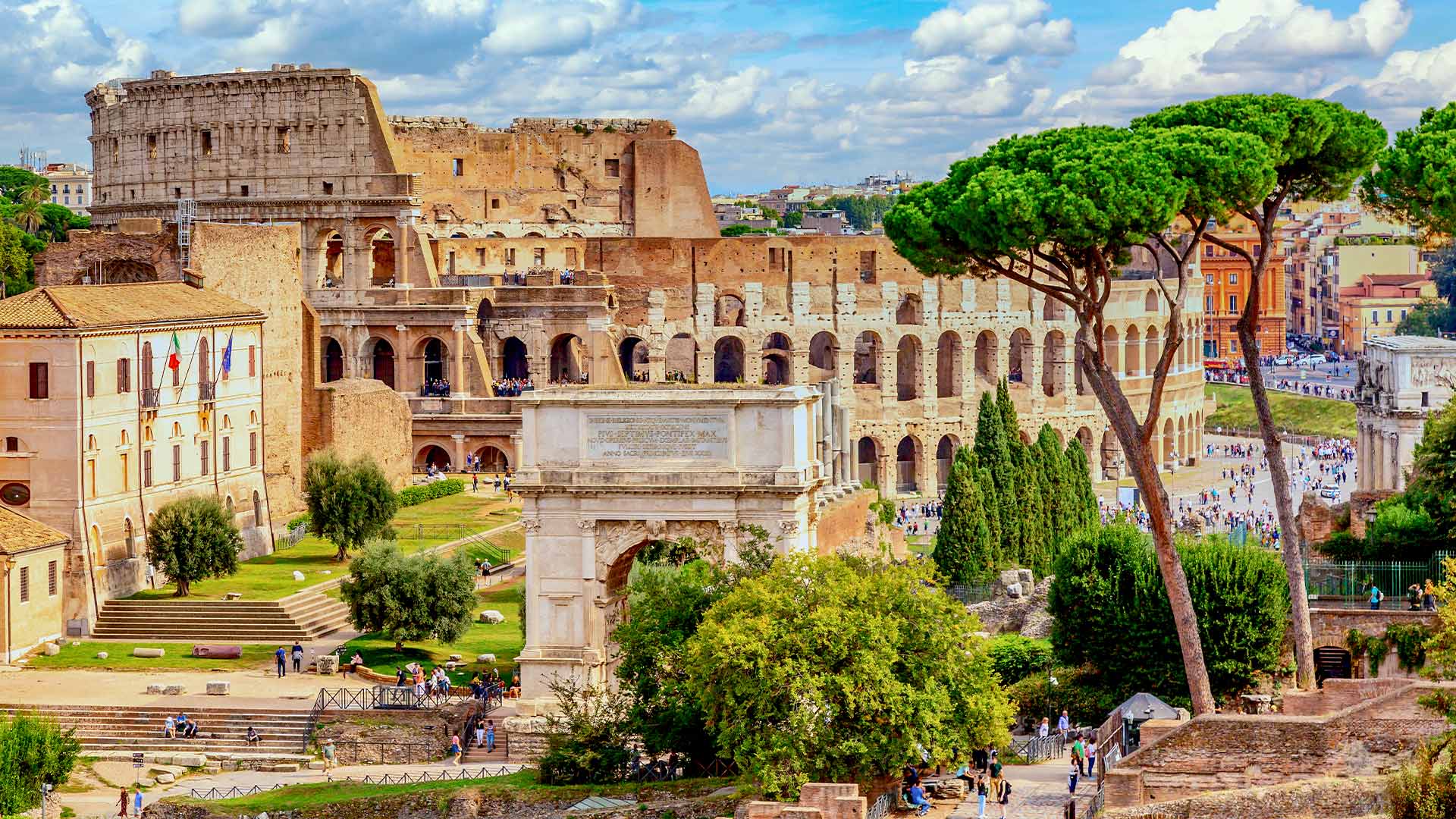 The Colosseum and Arch of Constantine in Rome