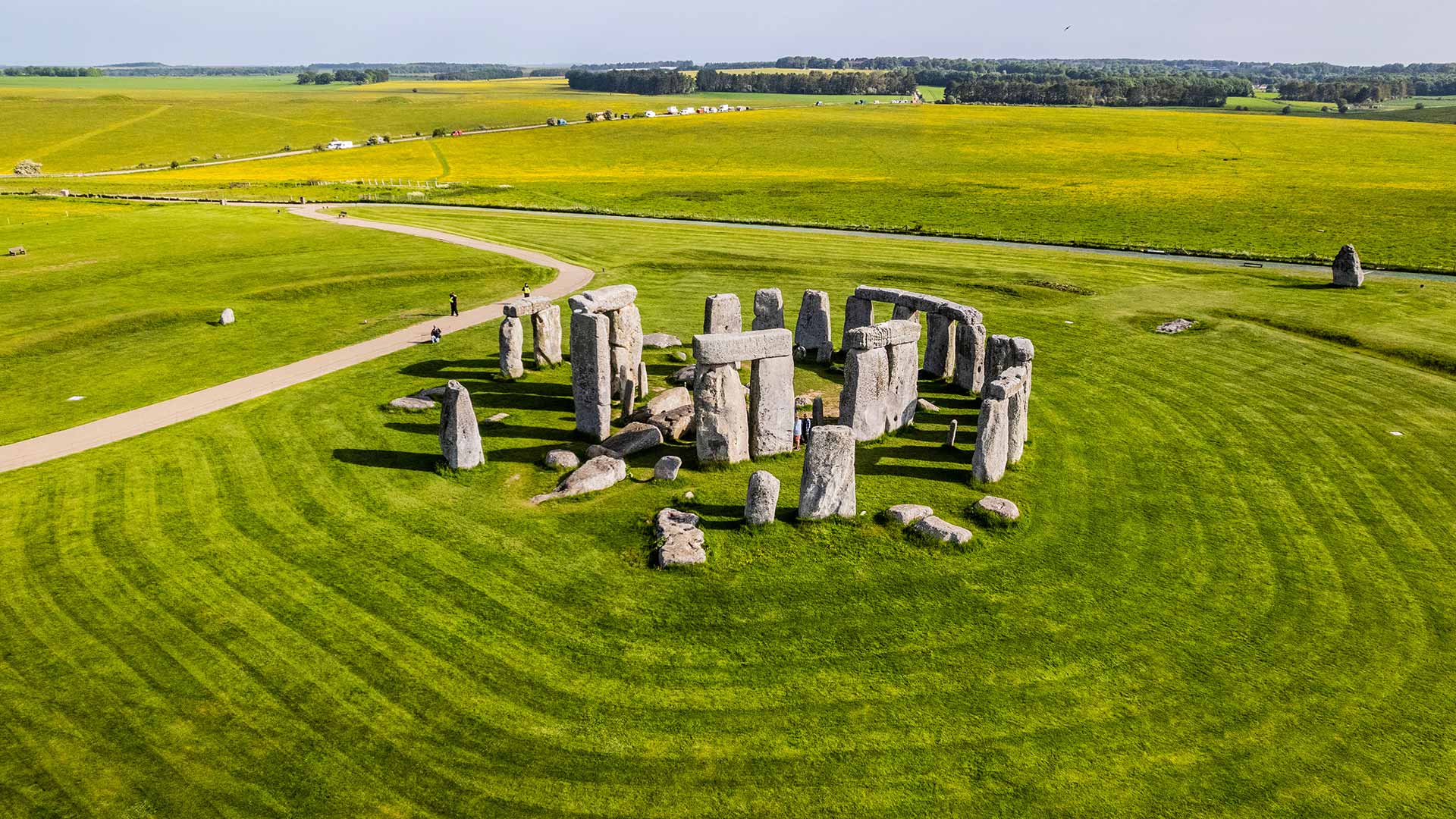 Aerial view of Stonehenge in England