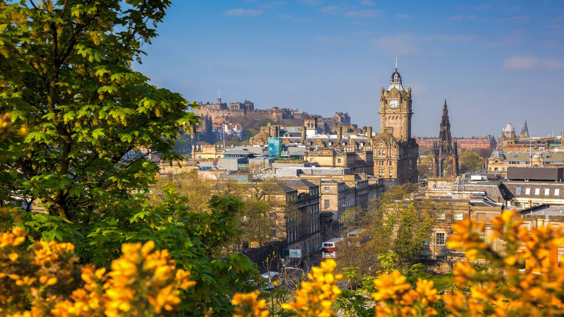 View of Edinburgh in spring from Calton Hill