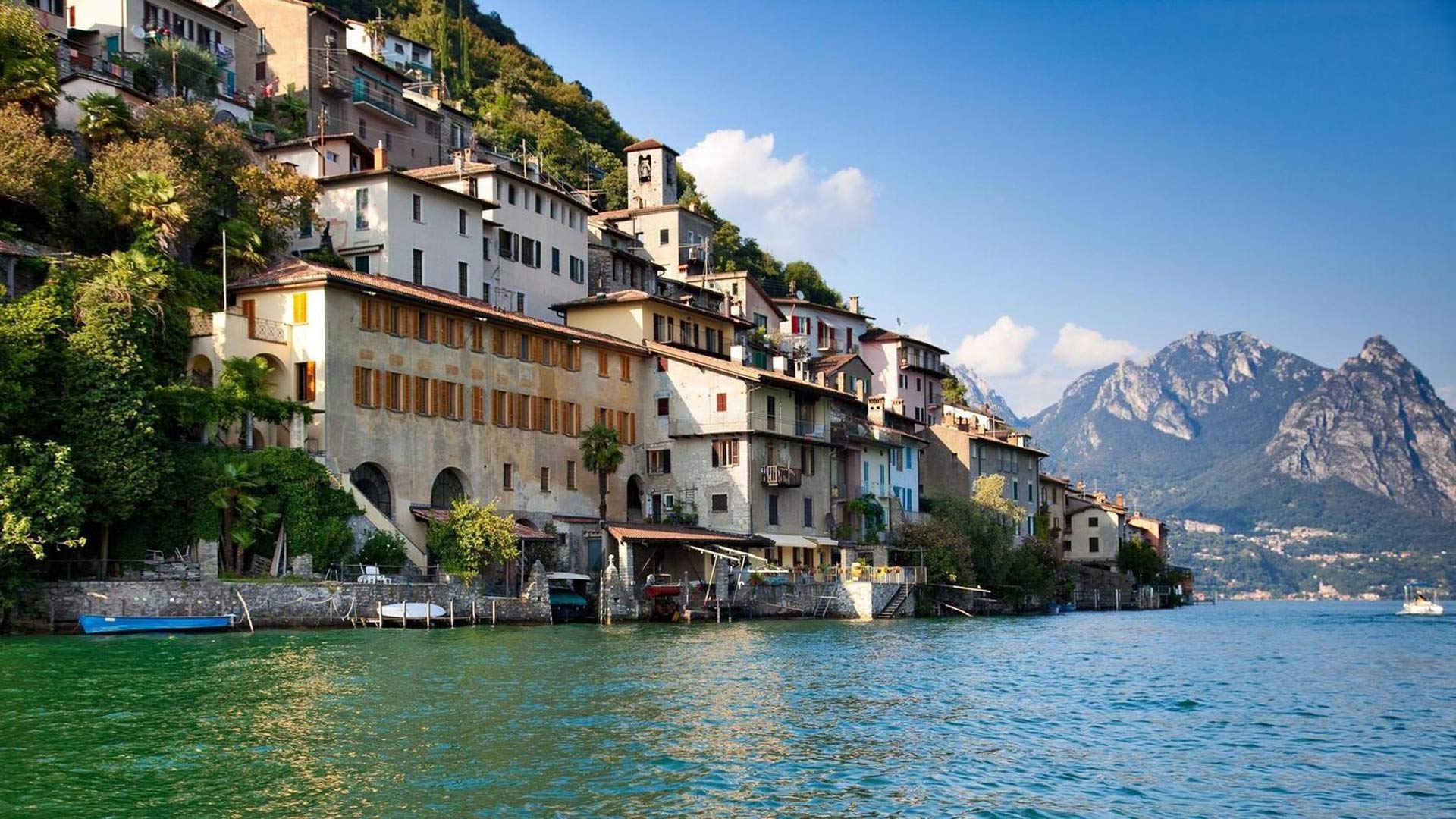 view of lake lugano in switzerland