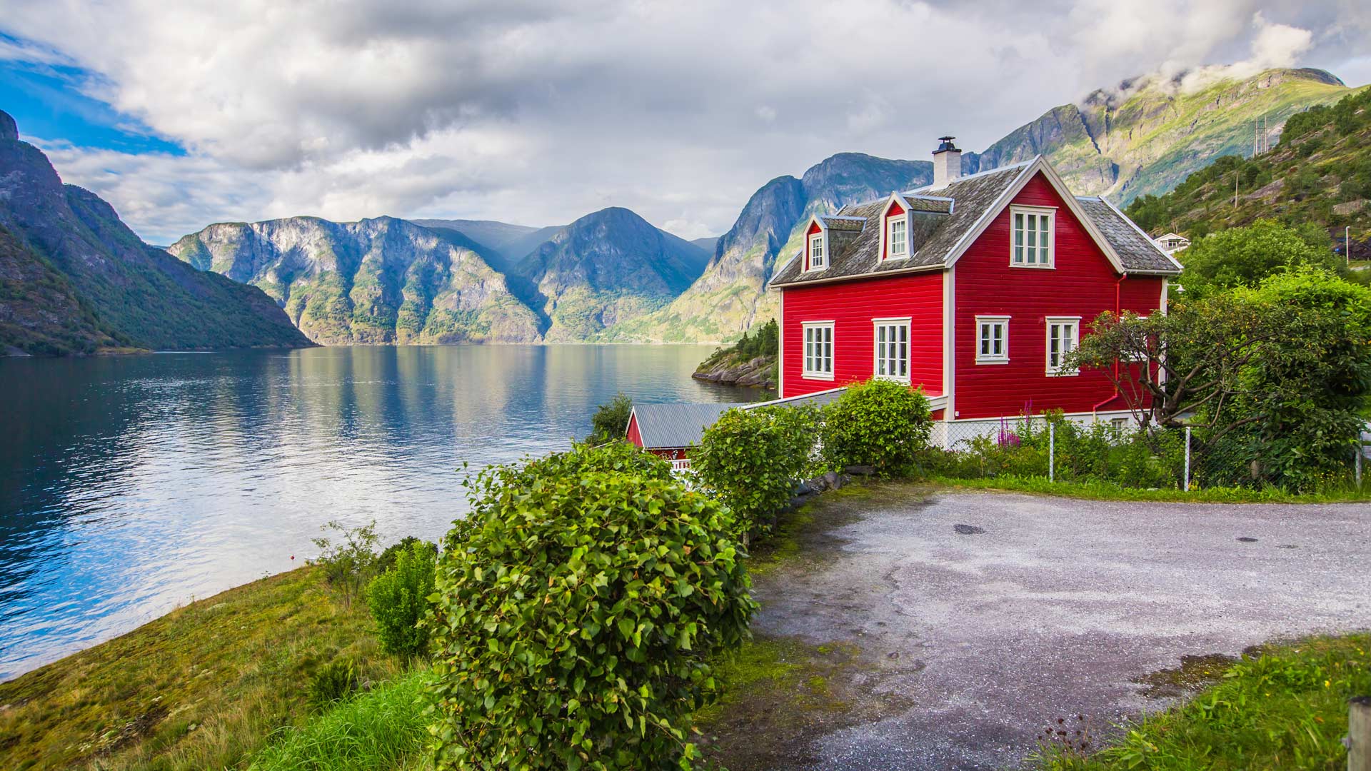 View to Nordfjord from Olden village, Norway