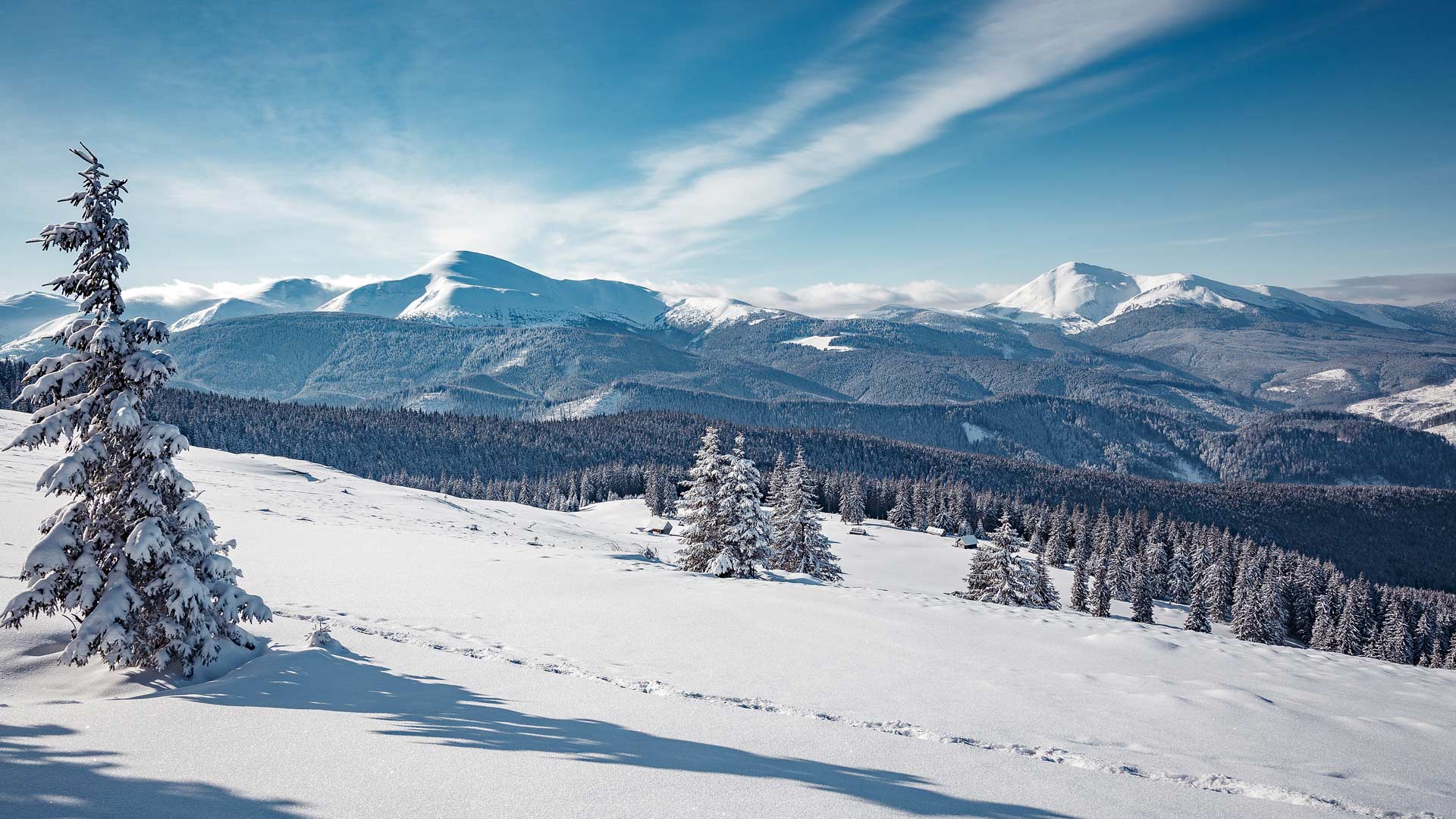 Winter scenery seen from roads in austrian Alps