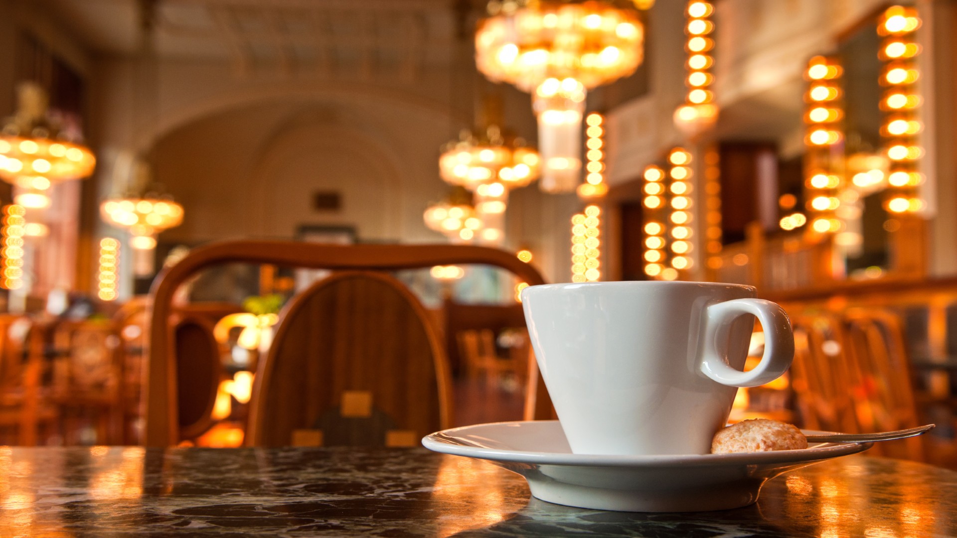 Elegant interior of an Art Nouveau café in Prague