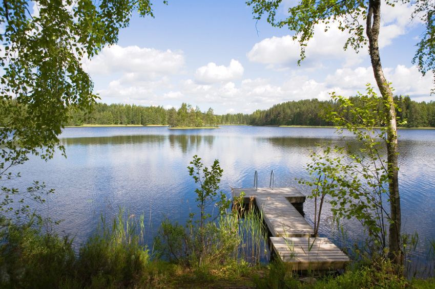 Swimming pier at a lake in Finland