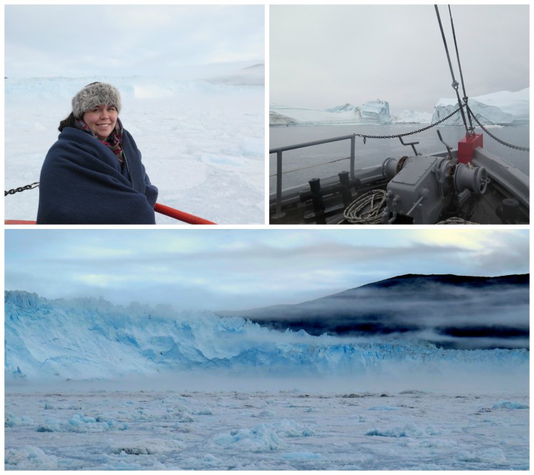 Solveig takes in the sights during a cruise to the incredible Eqi glacier.