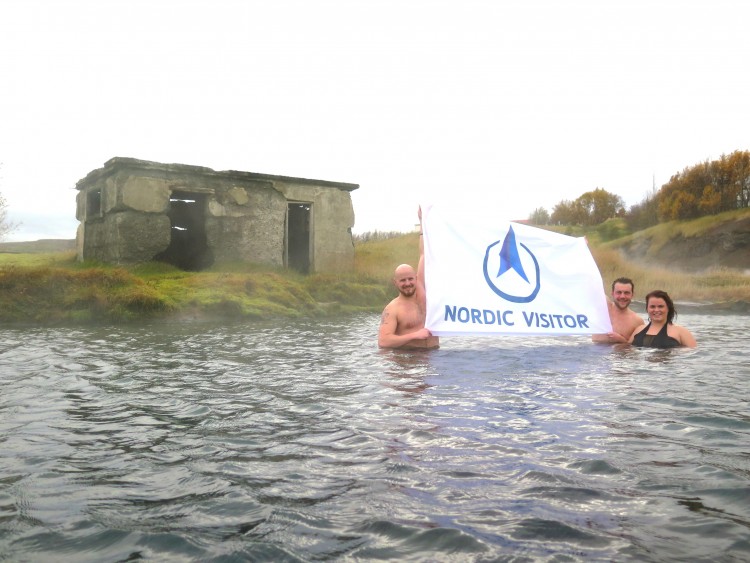 The old change facilities make for an interesting backdrop to a relaxing dip in the pool... or a quick snap with the company logo.