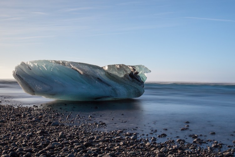 Not far from the post popular viewing spot of the Jökulsárlón glacier lagoon is the beach where icebergs sometimes rest on the shore before journeying out to sea. (Photo by Michael Howe)