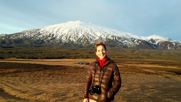 in front of Snæfellsjökull glacier in Iceland