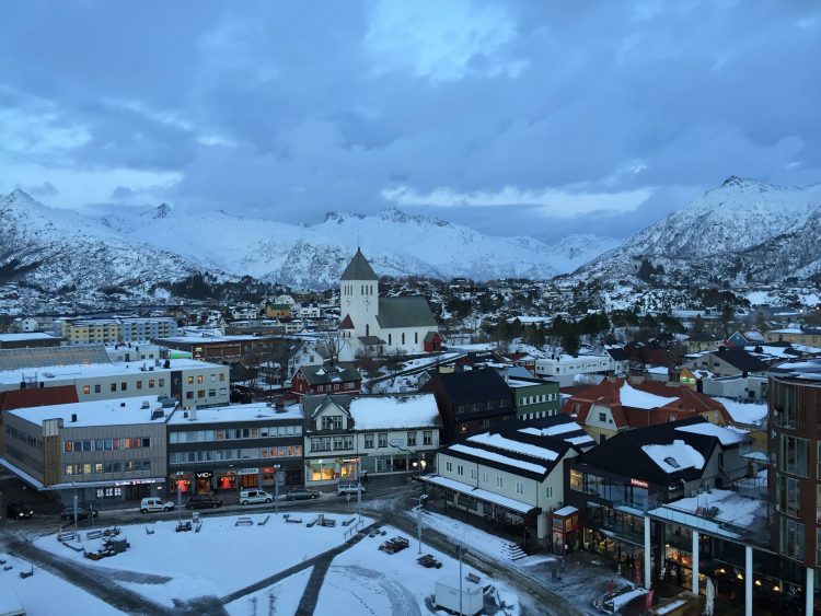 Town centre of Svolvær in Lofoten Islands, Norway