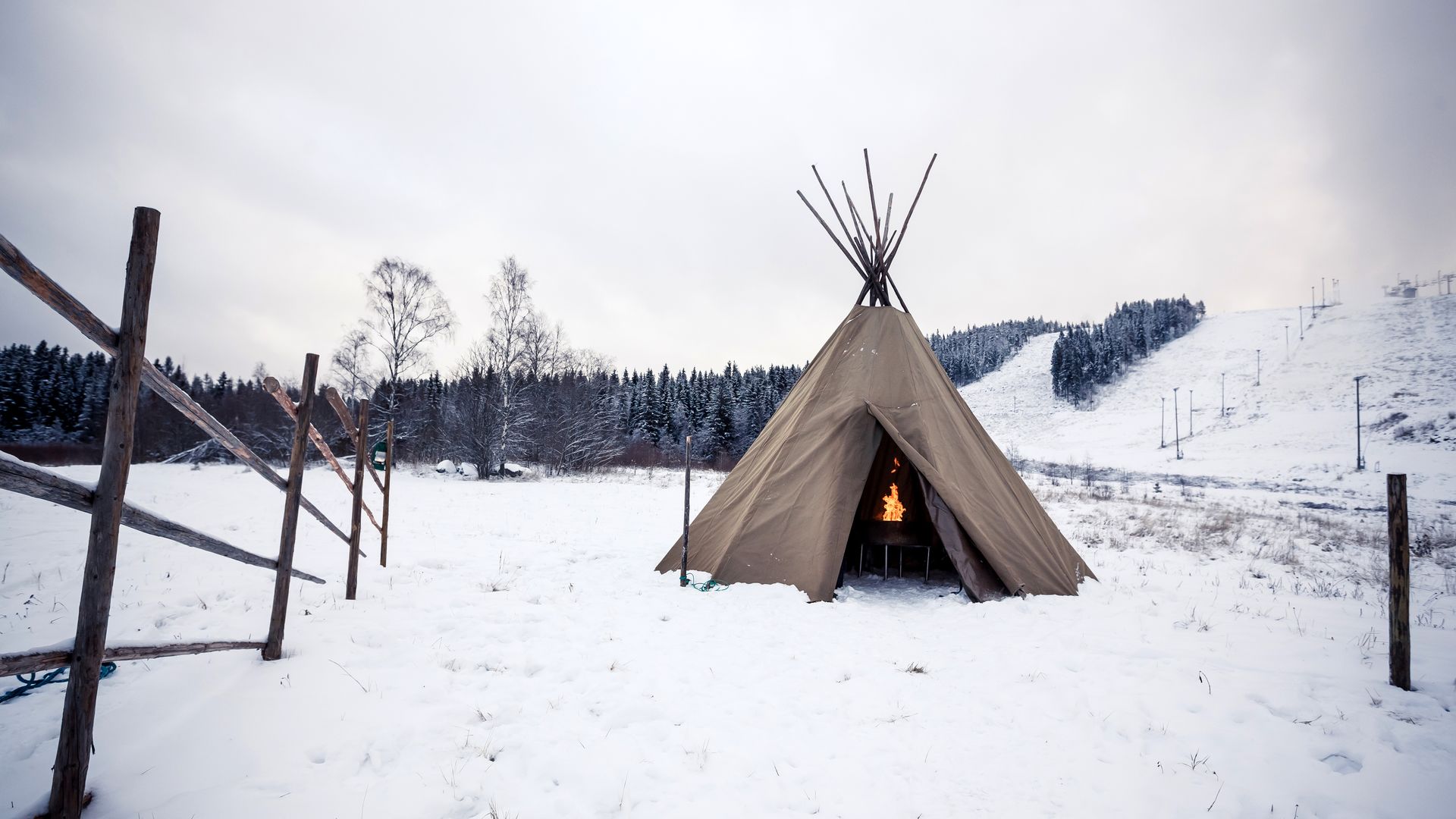 A traditional Sami tent, a lavvu, in Lapland