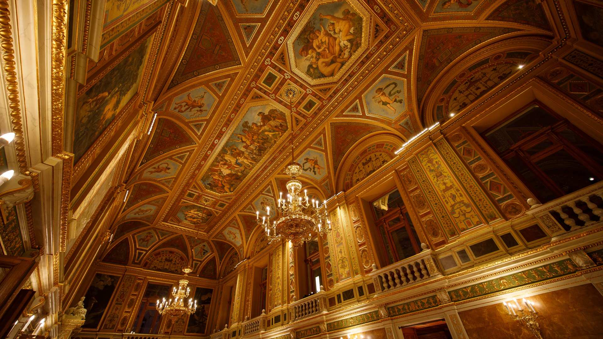 Ornate auditorium inside the Hungarian State Opera House