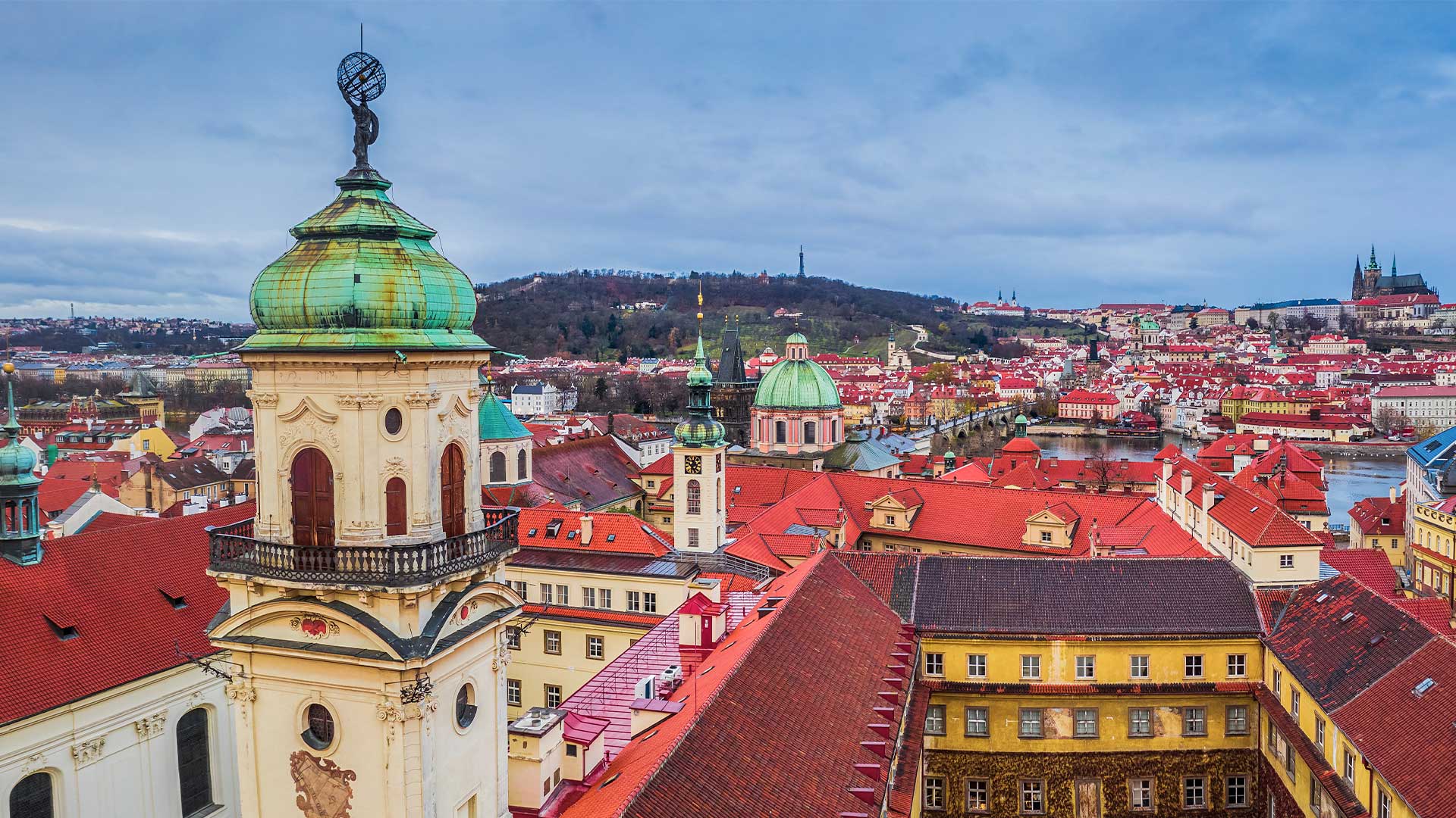 Panoramic view of Prague from the tower of the Klementinum