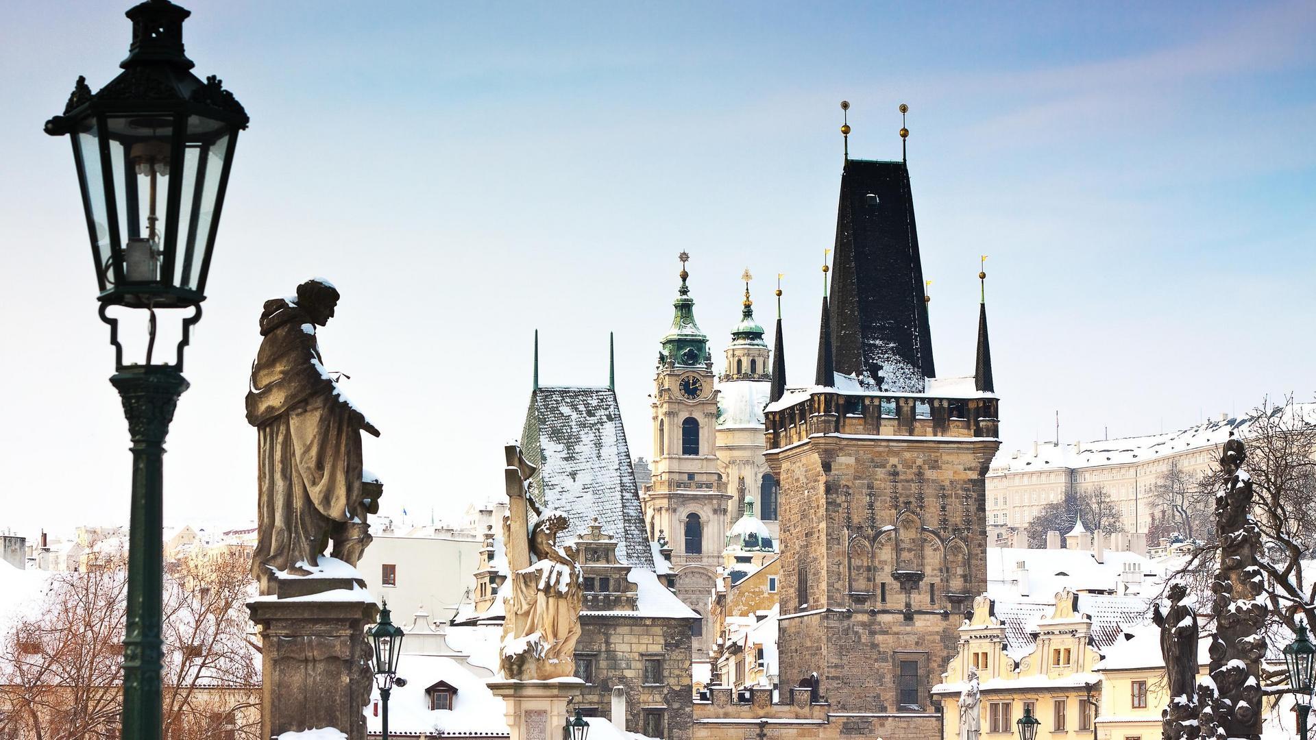 Snowy Charles Bridge, Prague