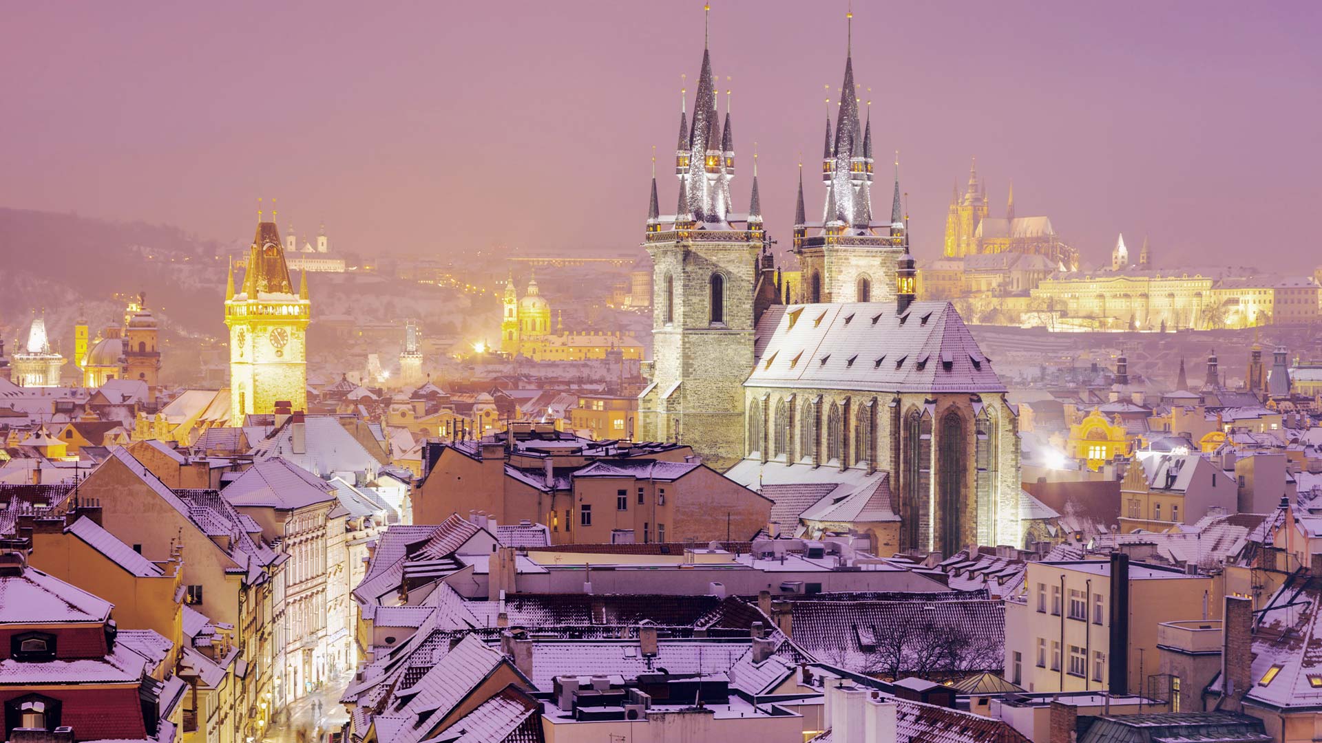 Tyn Cathedral in Winter Prague