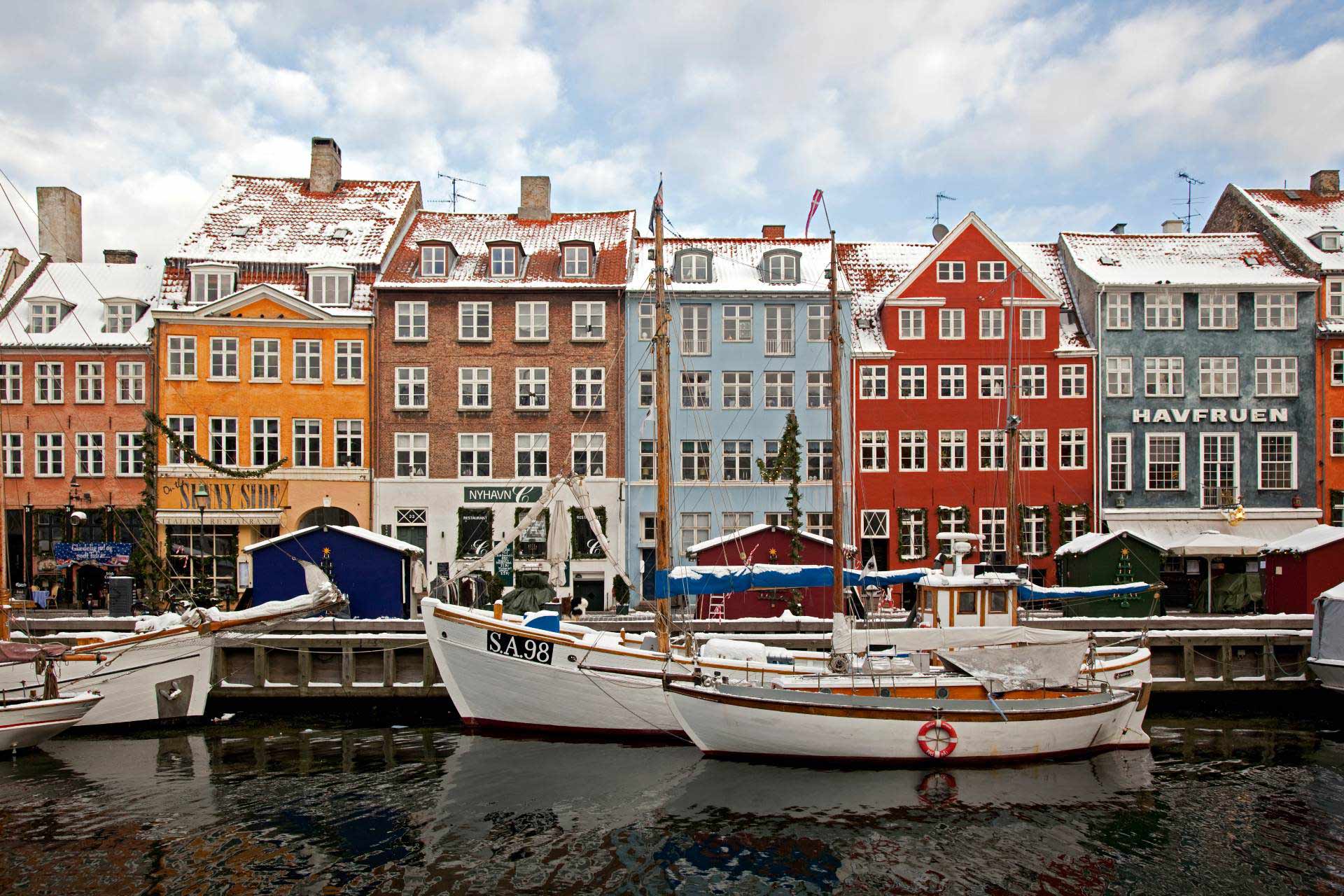 Nyhavn canal under the snow