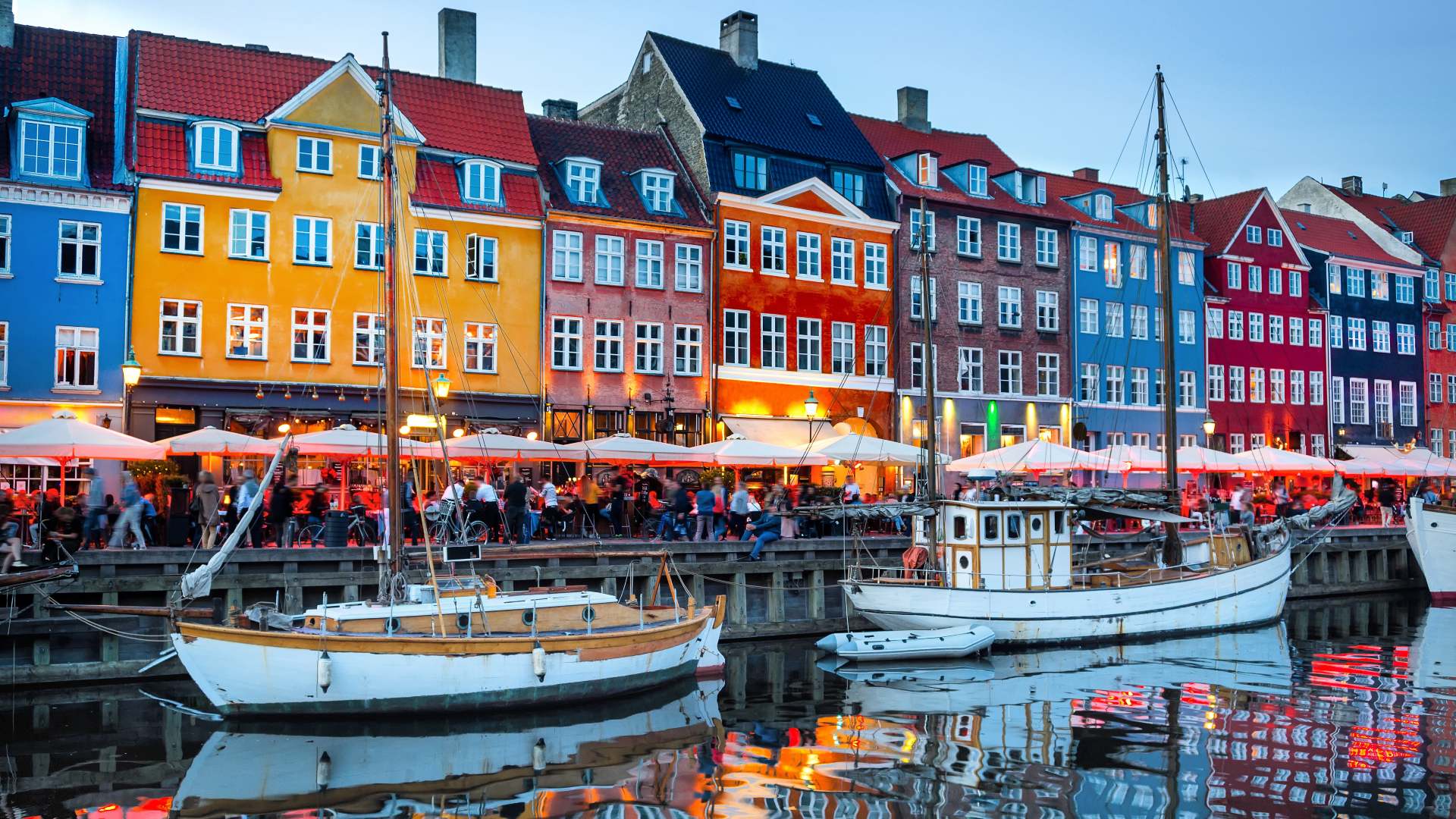 Copenhagen's Nyhavn Harbour at night