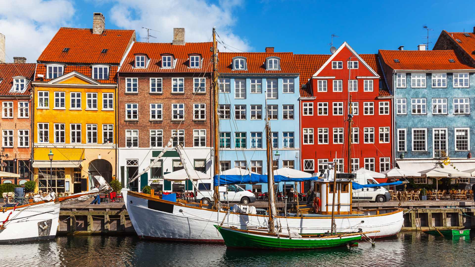 boats and colourful houses of Nyhavn in Copenhagen