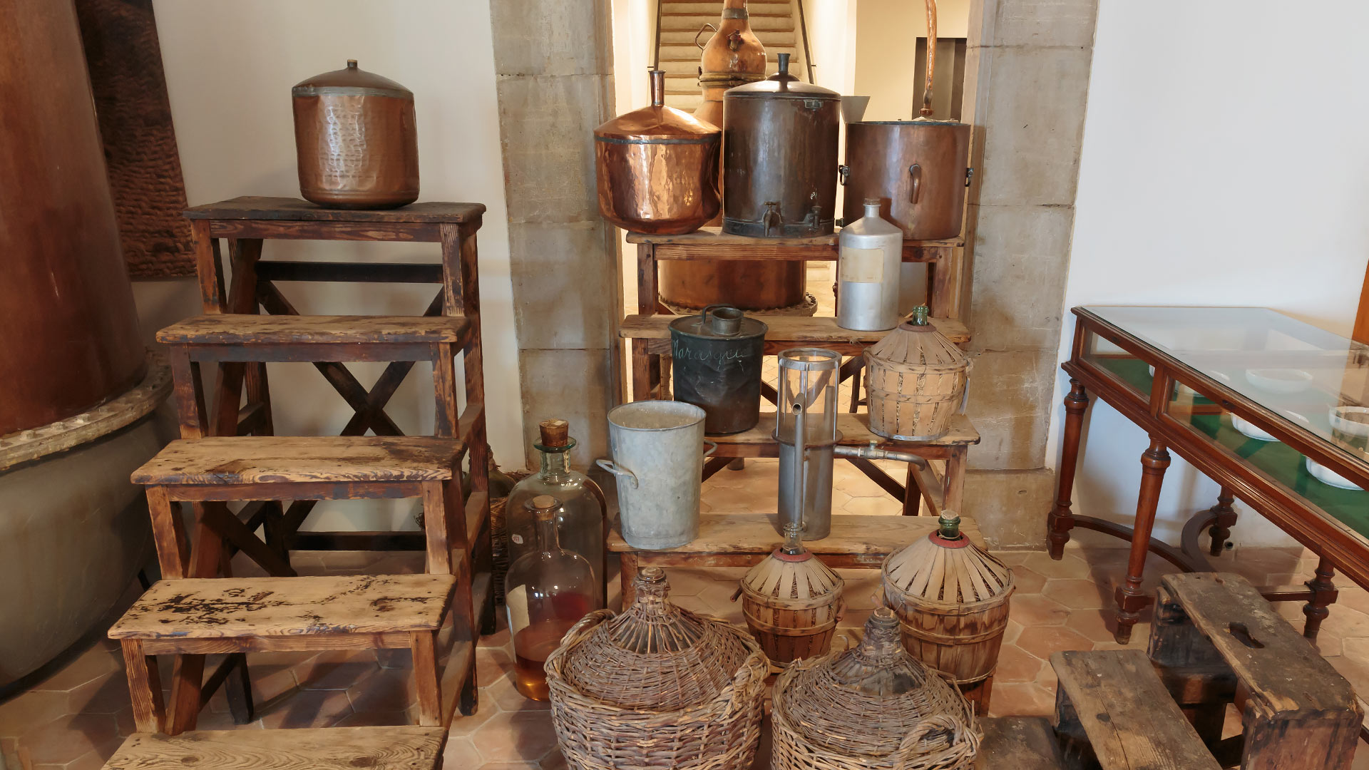 Ancient equipment for perfume production at Fragonard factory in Grasse