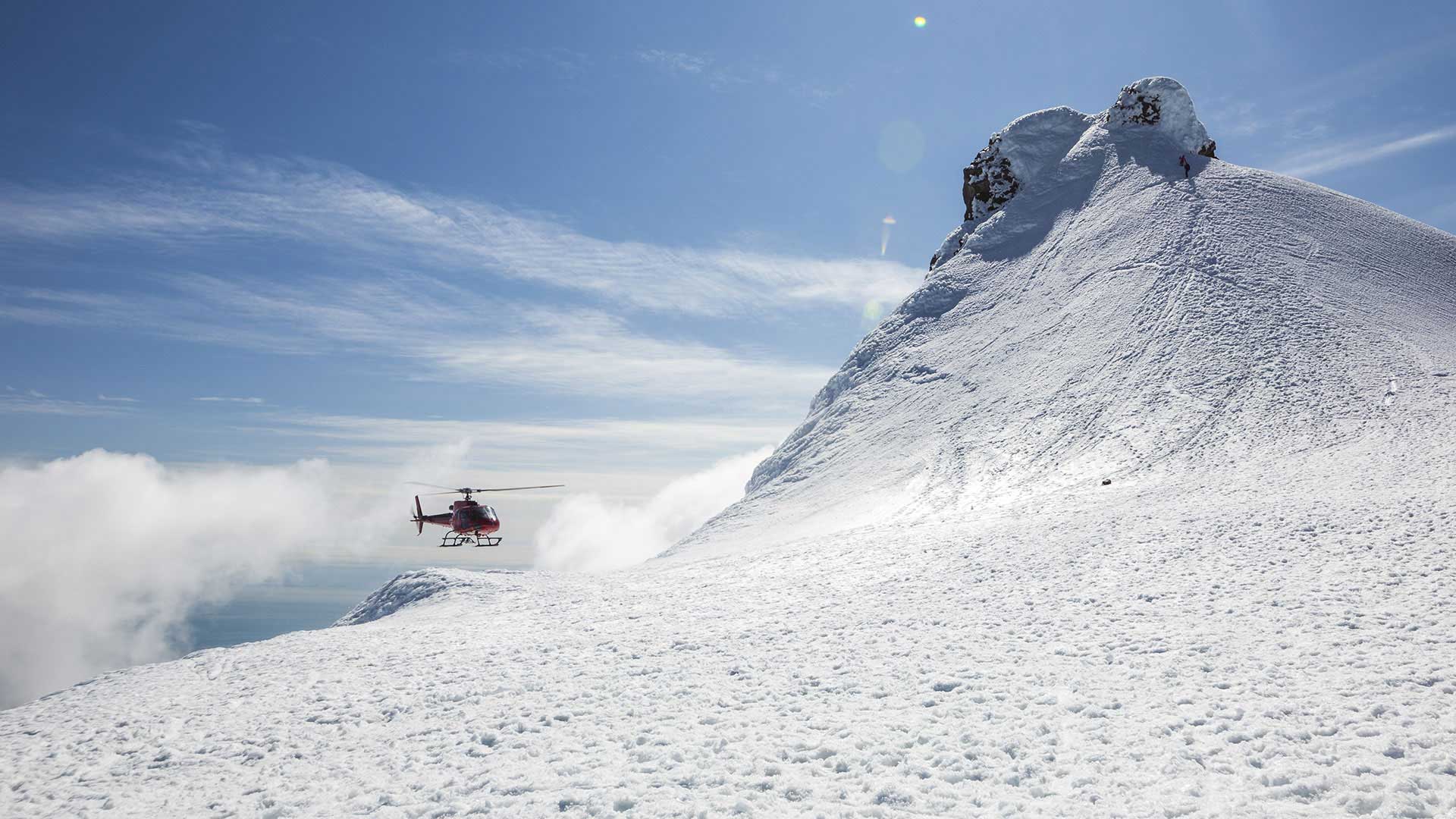 Helicopter ride over a glacier in Iceland