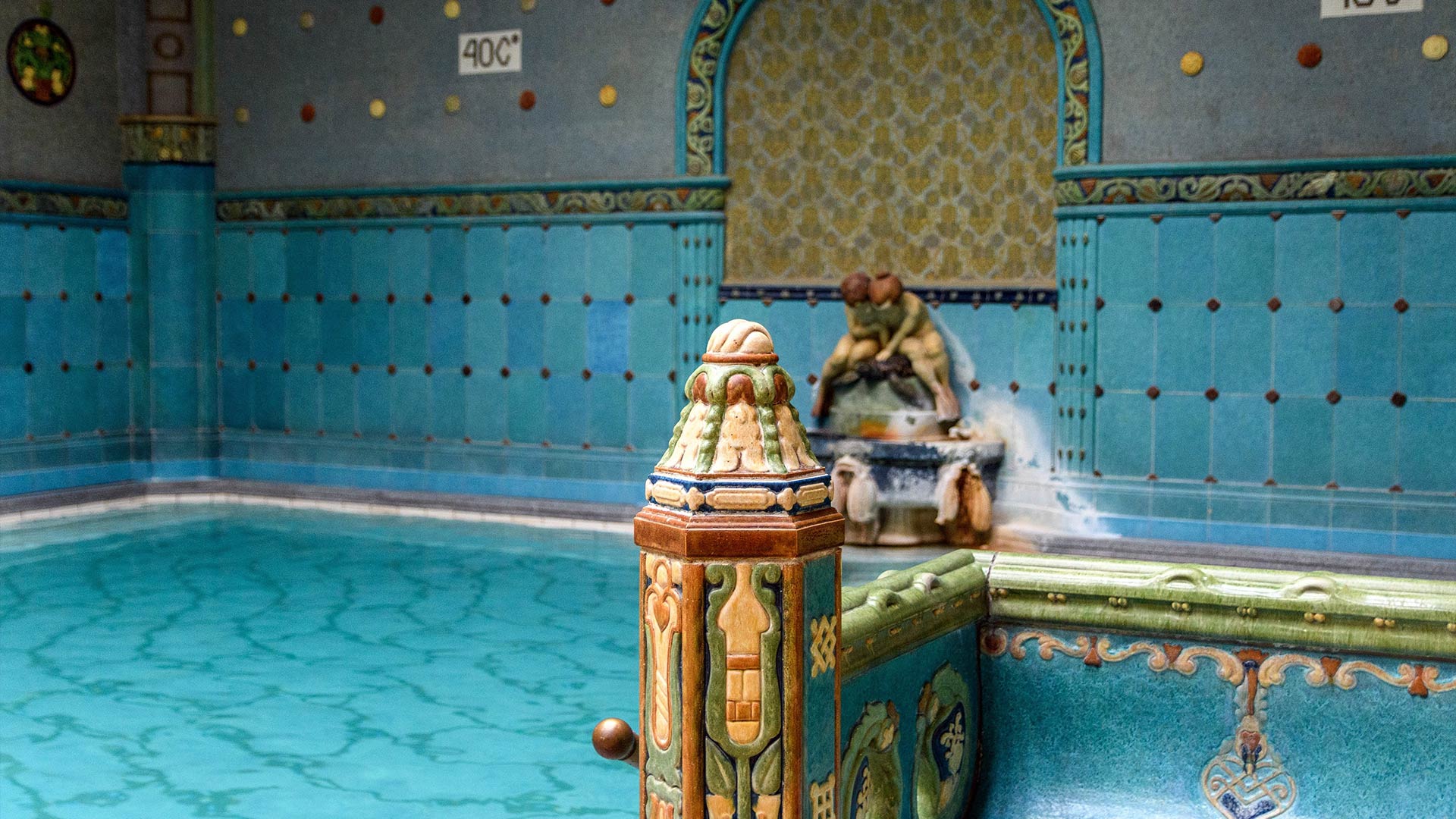 Blue Thermal Pool at Gellért Spa in Budapest