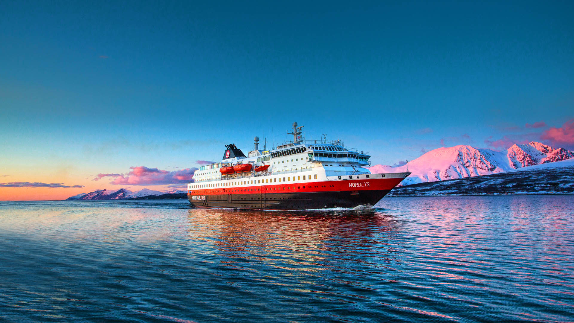 Hurtigruten under the sunlight