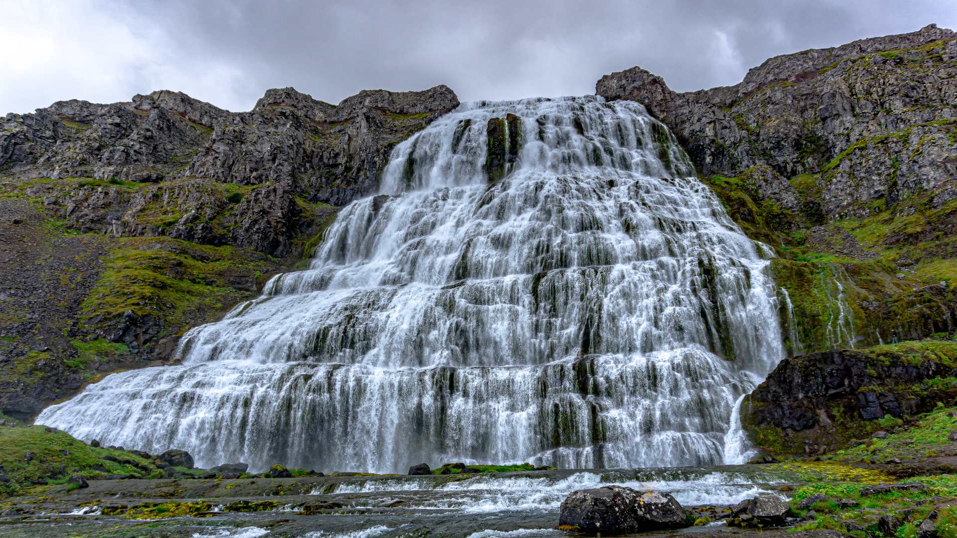 The base of the seven-layered Dynjandi waterfall