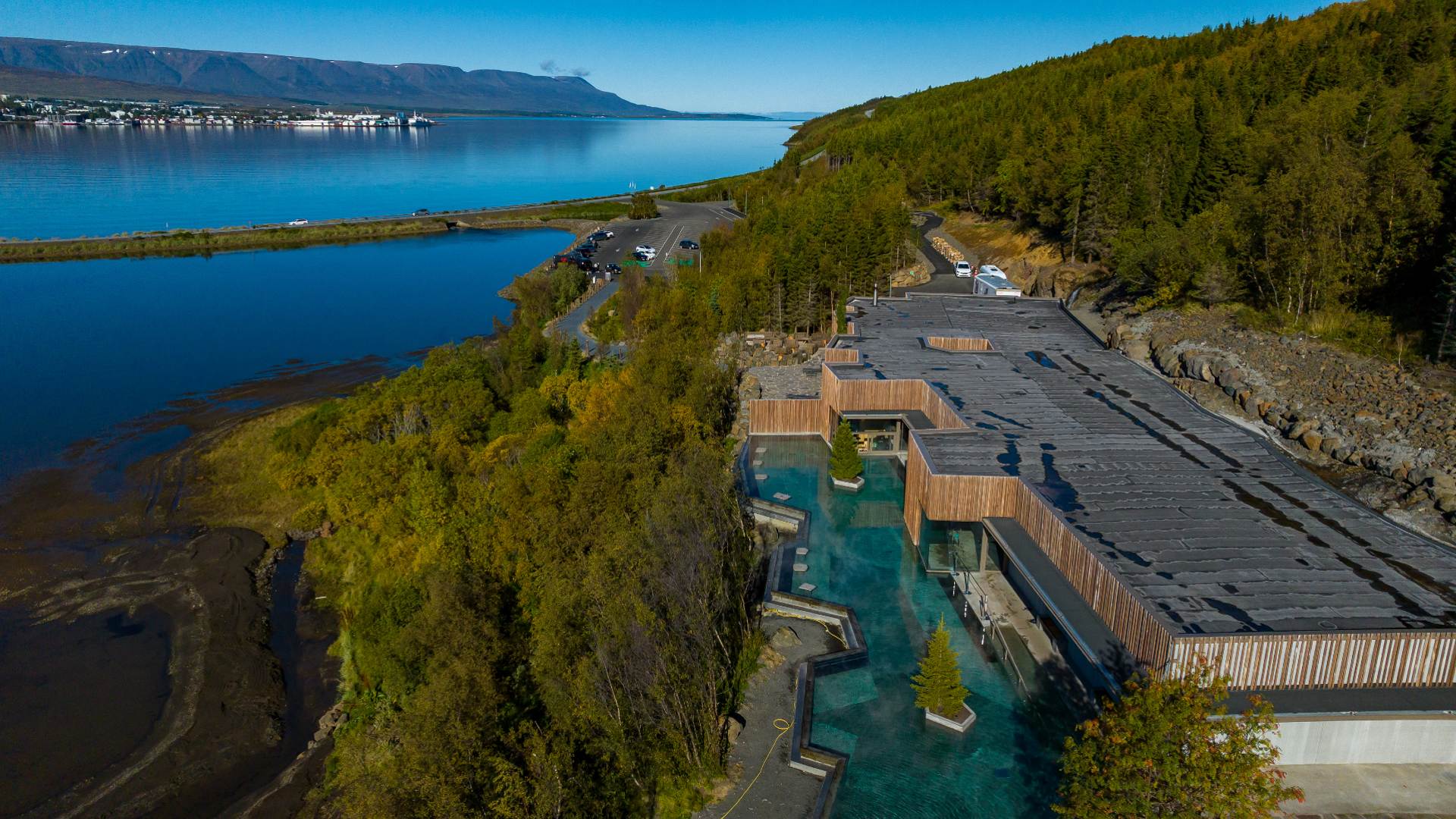 Aerial photo of Forest Lagoon in summer, Iceland