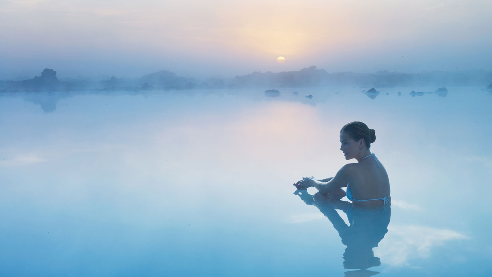 woman at the blue lagoon spa