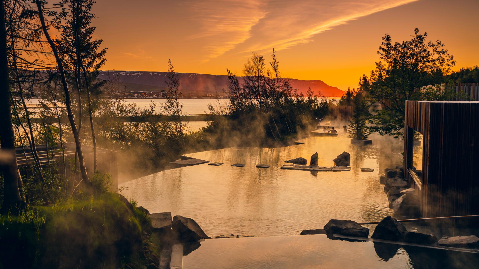 Sunset views from Forest Lagoon, Iceland