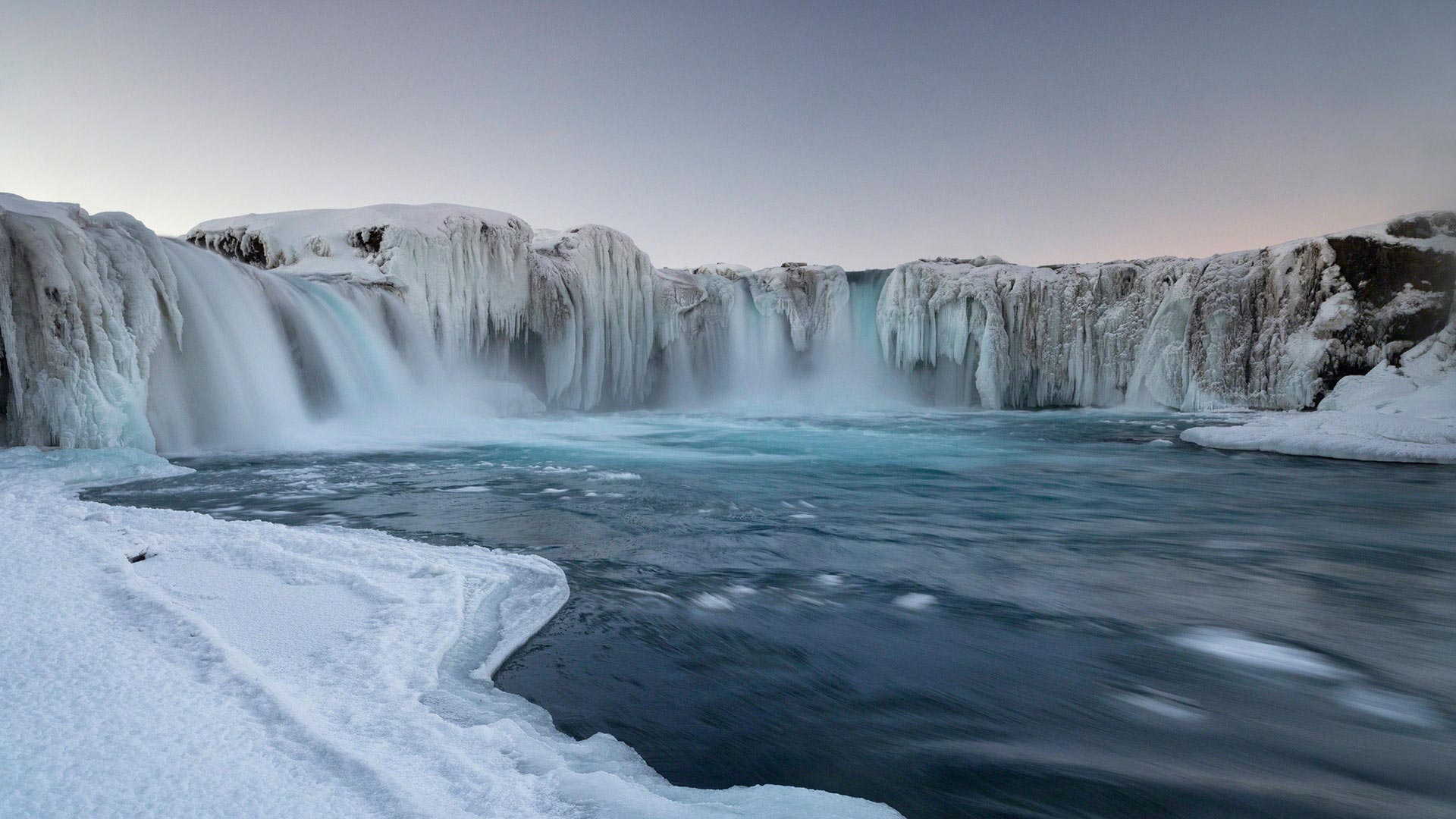 Godafoss in winter, North Iceland