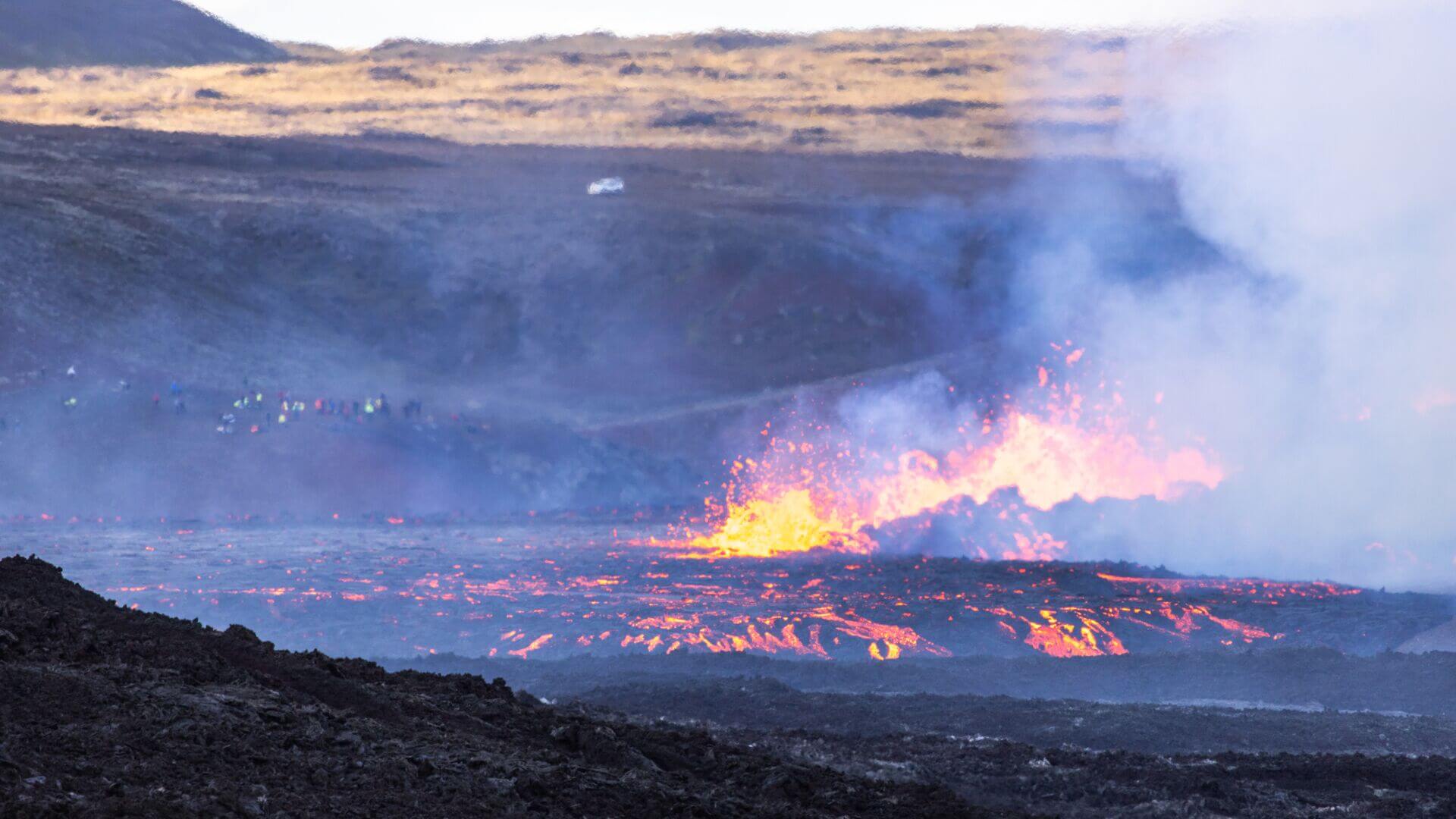 Visitors at the Meradalir eruption site