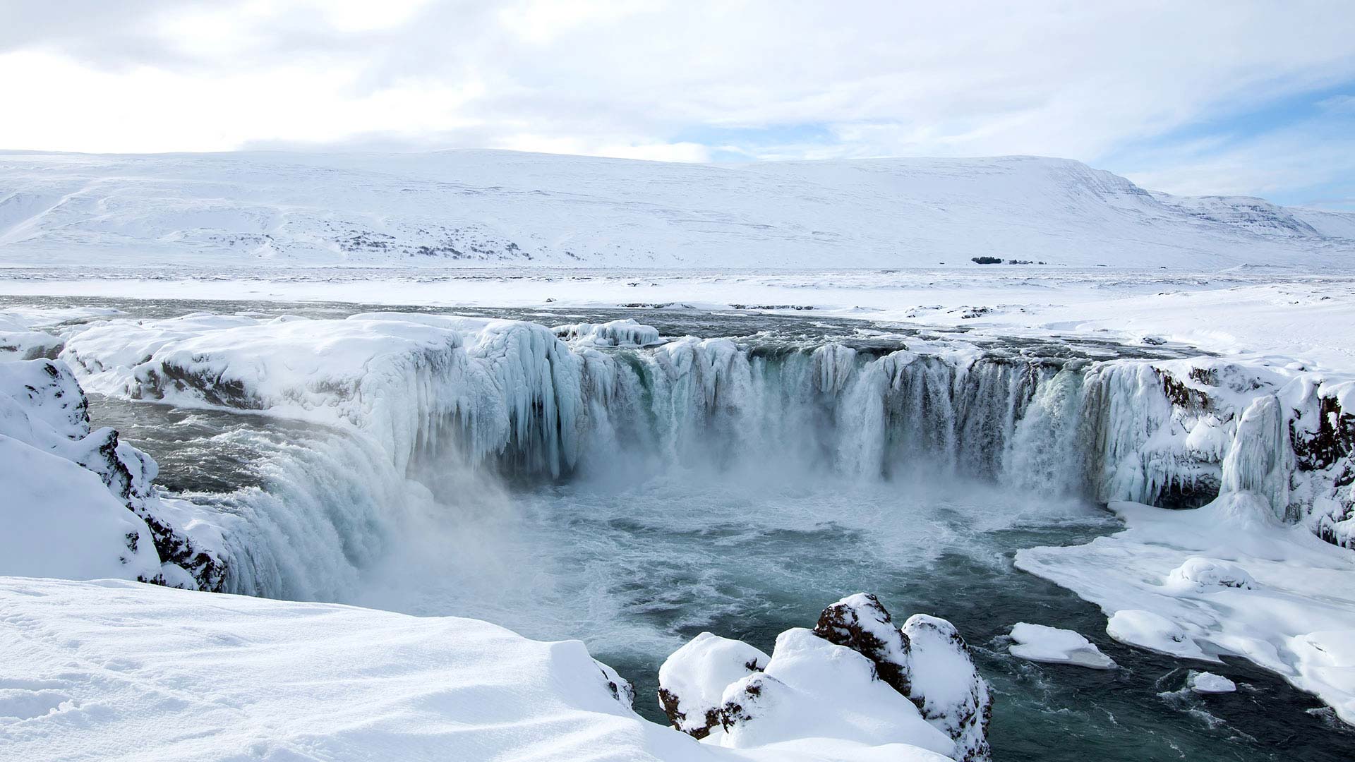 Godafoss in winter, Iceland