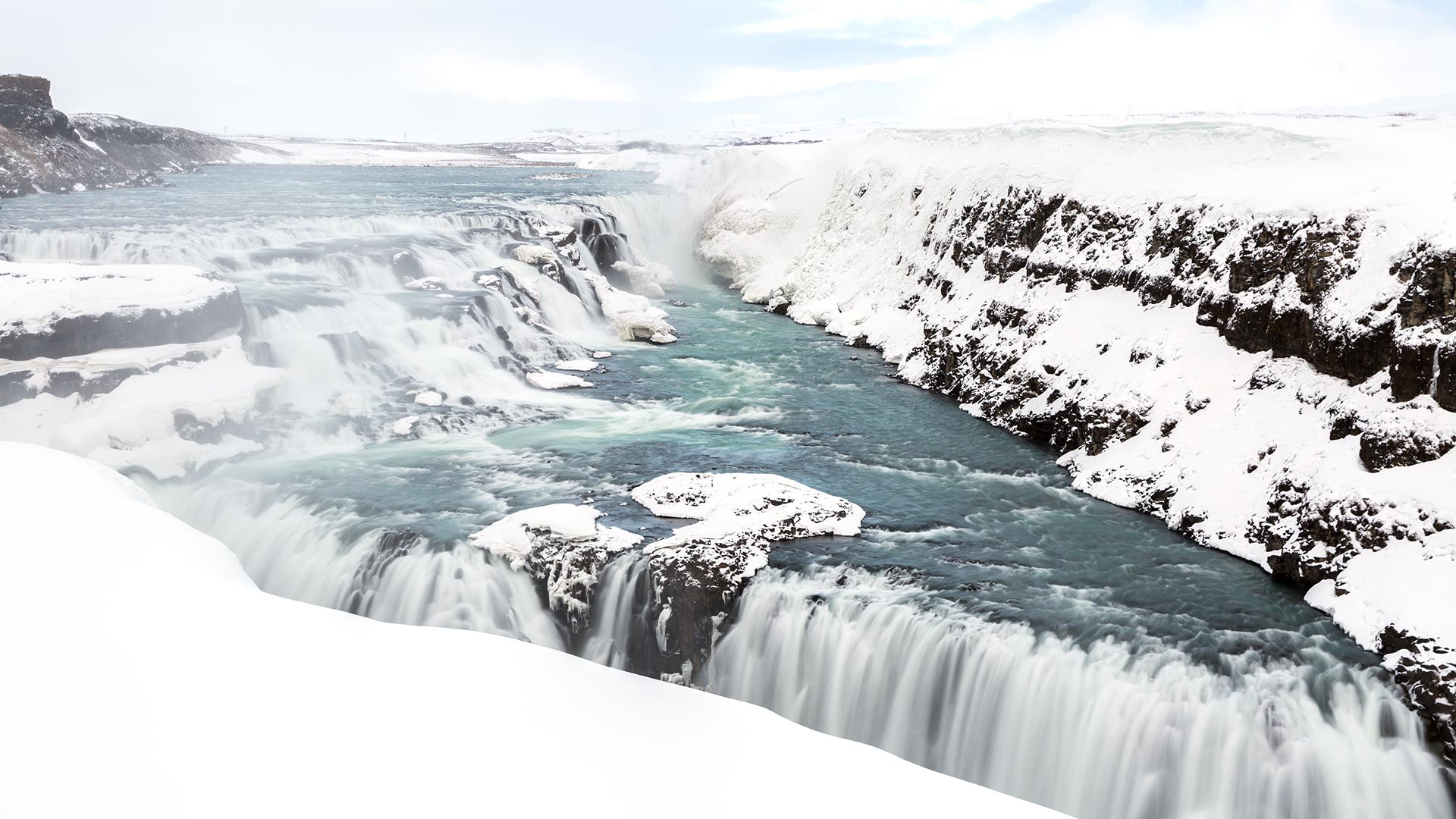 Gullfoss waterfall in the snow, Iceland