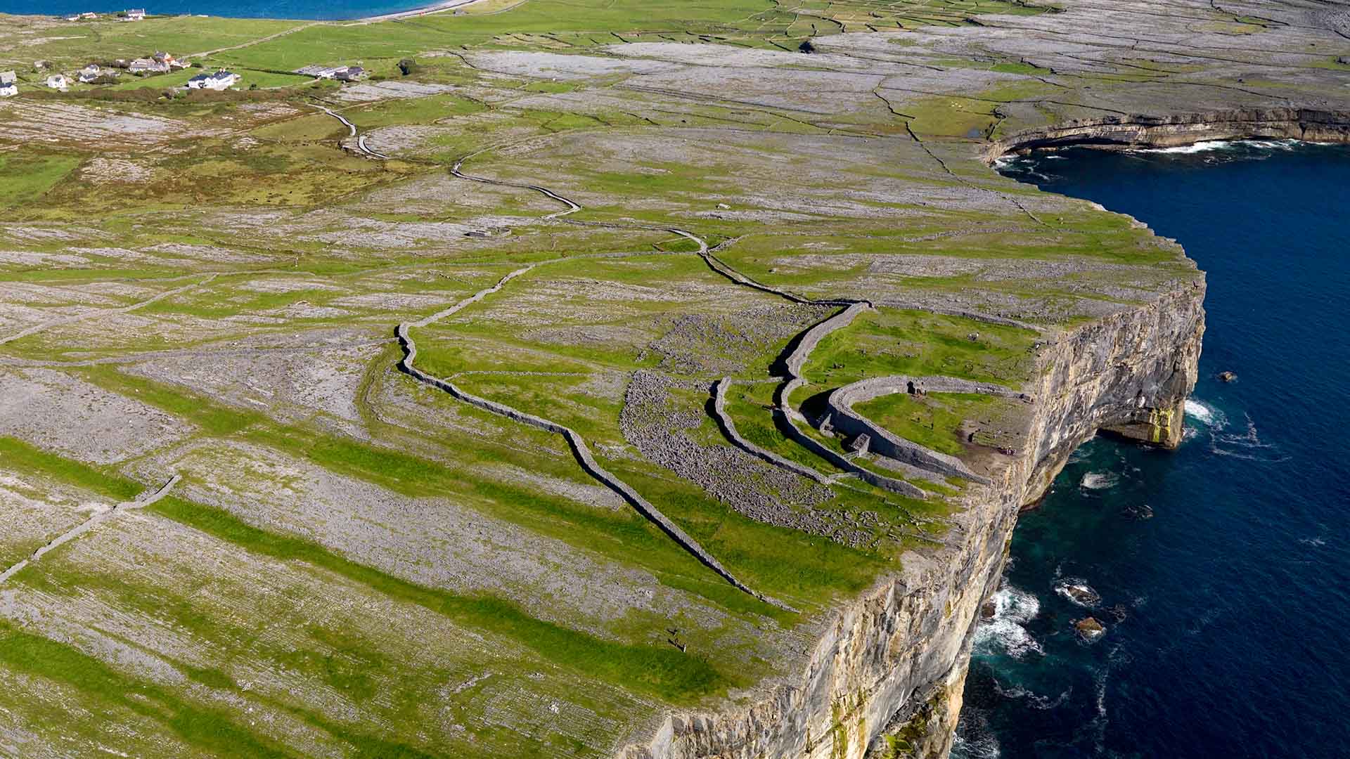 view of dun aengus and the sea cliff