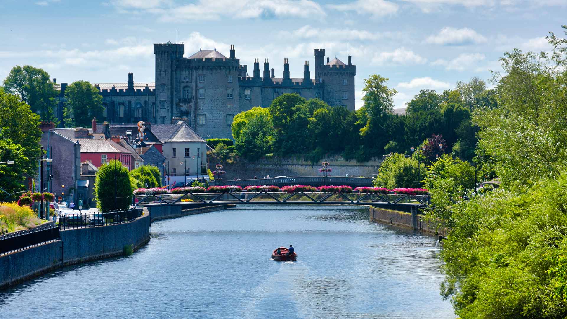Kilkenny castle with view of the town and river