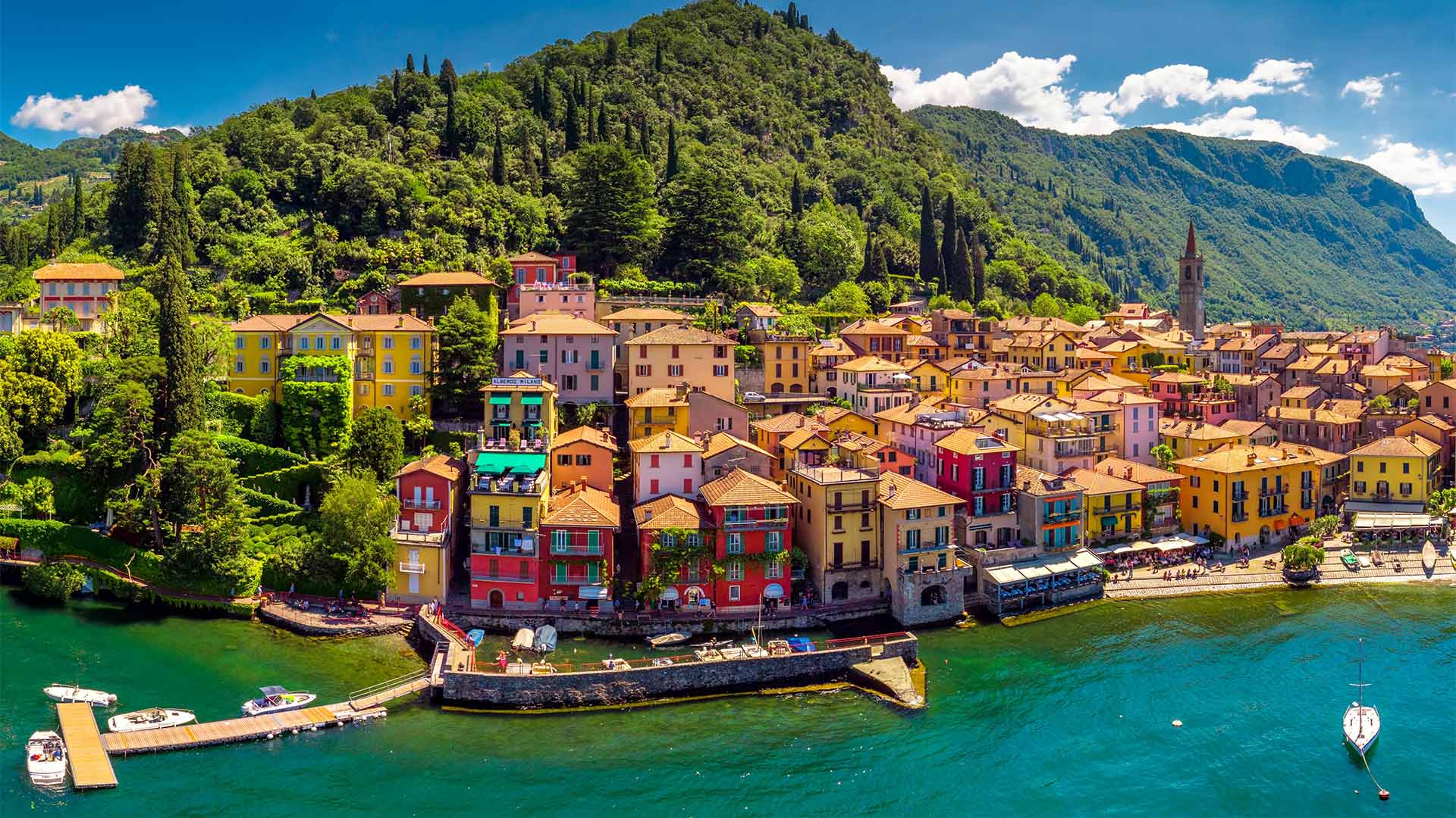 Varenna town on the shores of Lake Como, Northern Italy