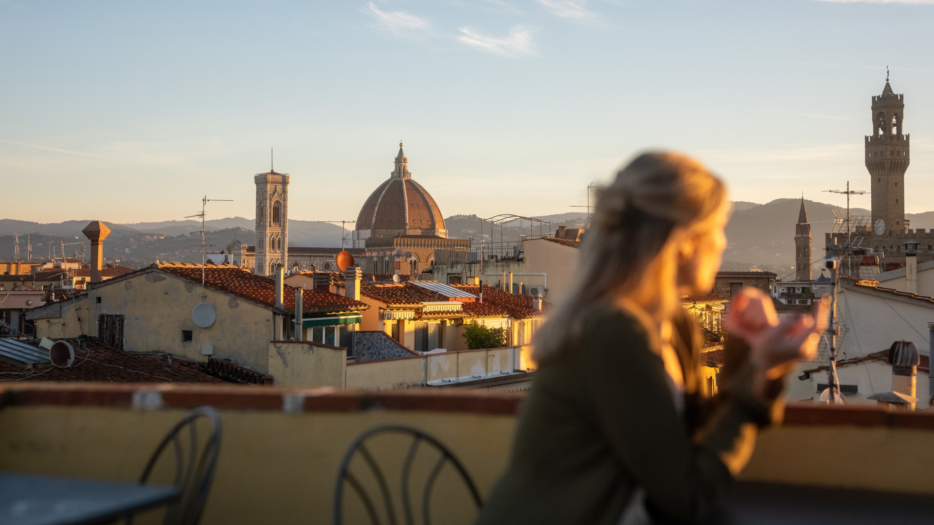 Alexandra on a rooftop terrace in Florence, Italy ©Nordic Visitor