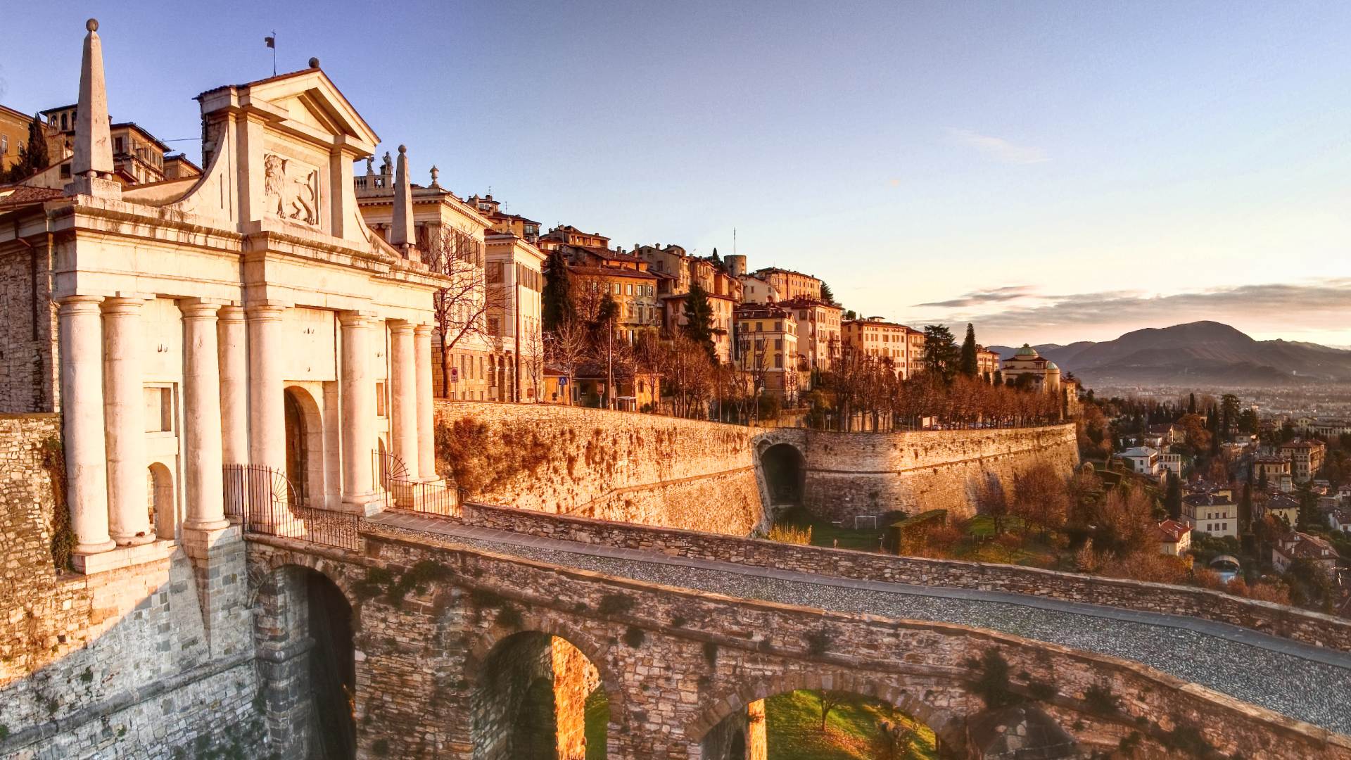 Bergamo Porta San Giacomo ancient door to the upper town of Bergamo