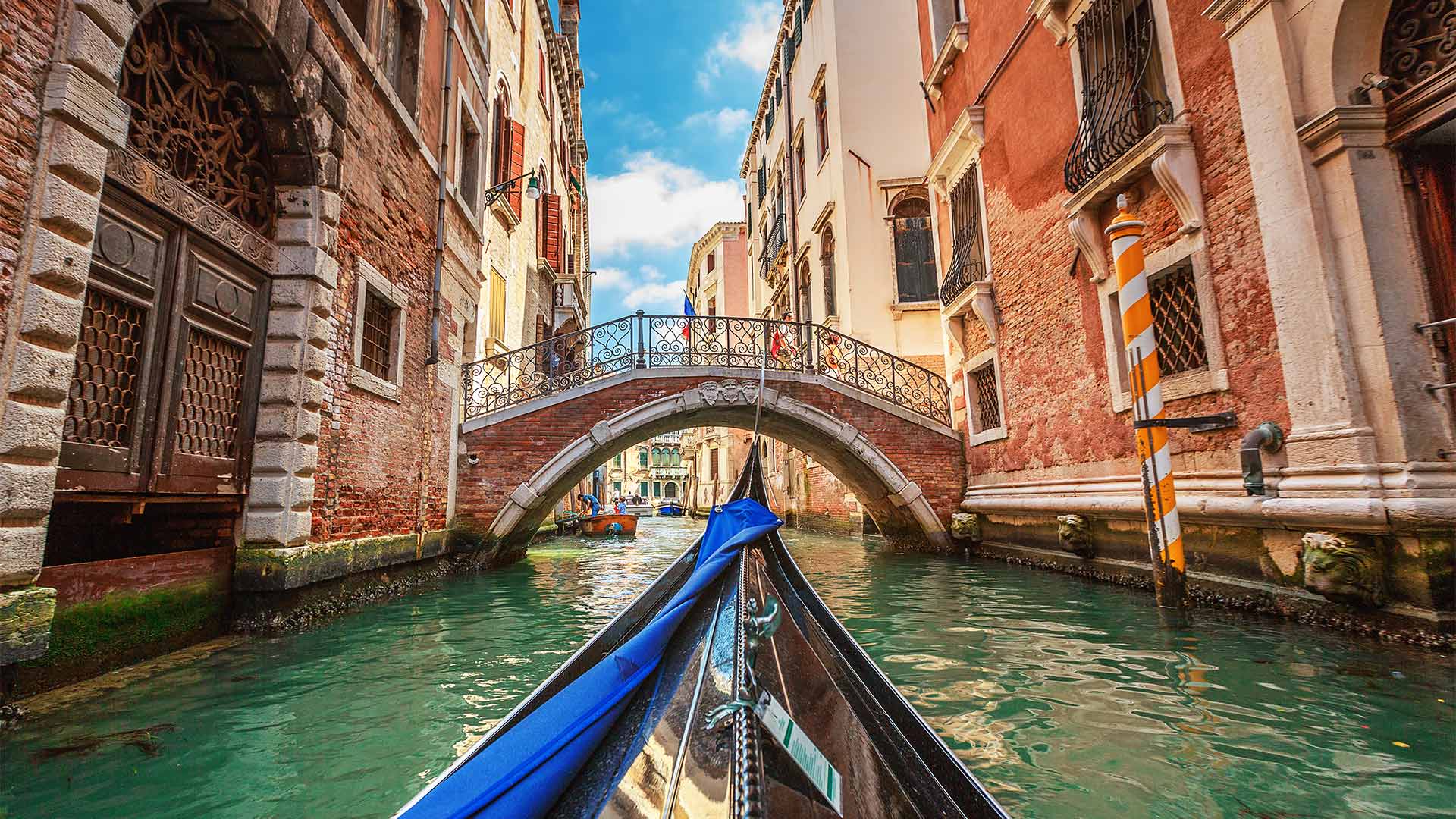 View from gondola in Venice, Italy