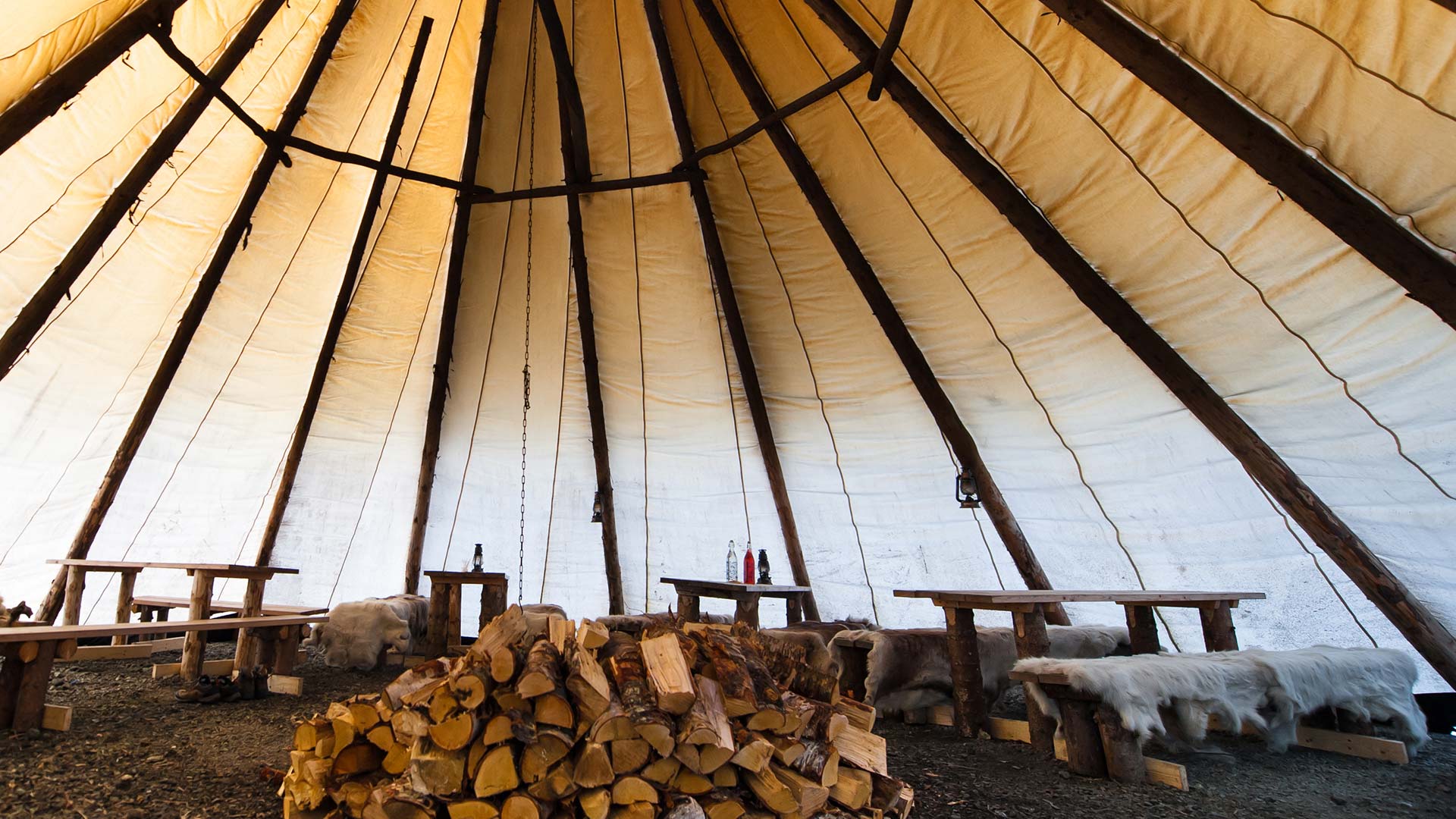 Inside a Sámi tent in Kiruna