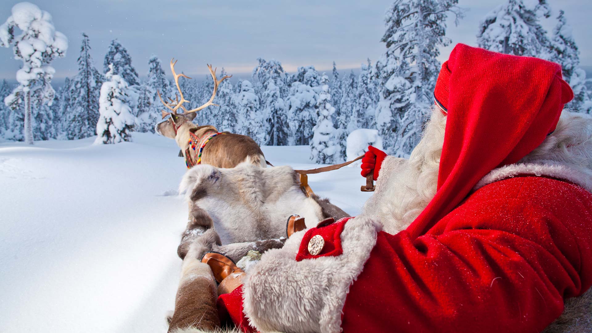 santa out on a reindeer ride