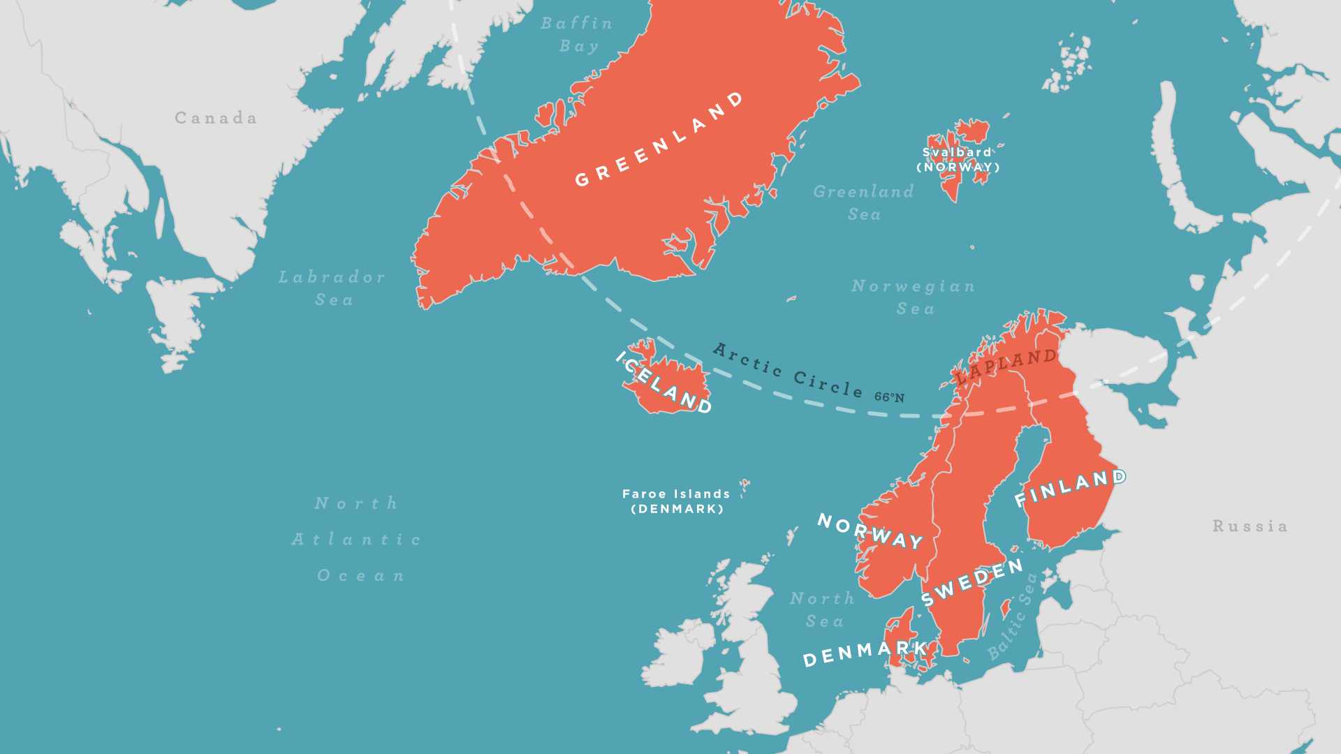 A map of the Nordic countries