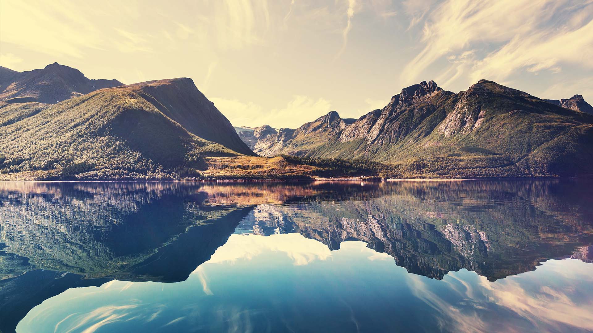 coastline and mountains of lofoten islands