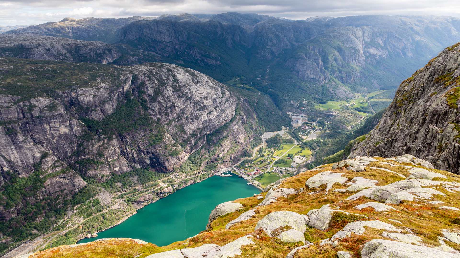 Looking towards Lyseboth village, Norway.