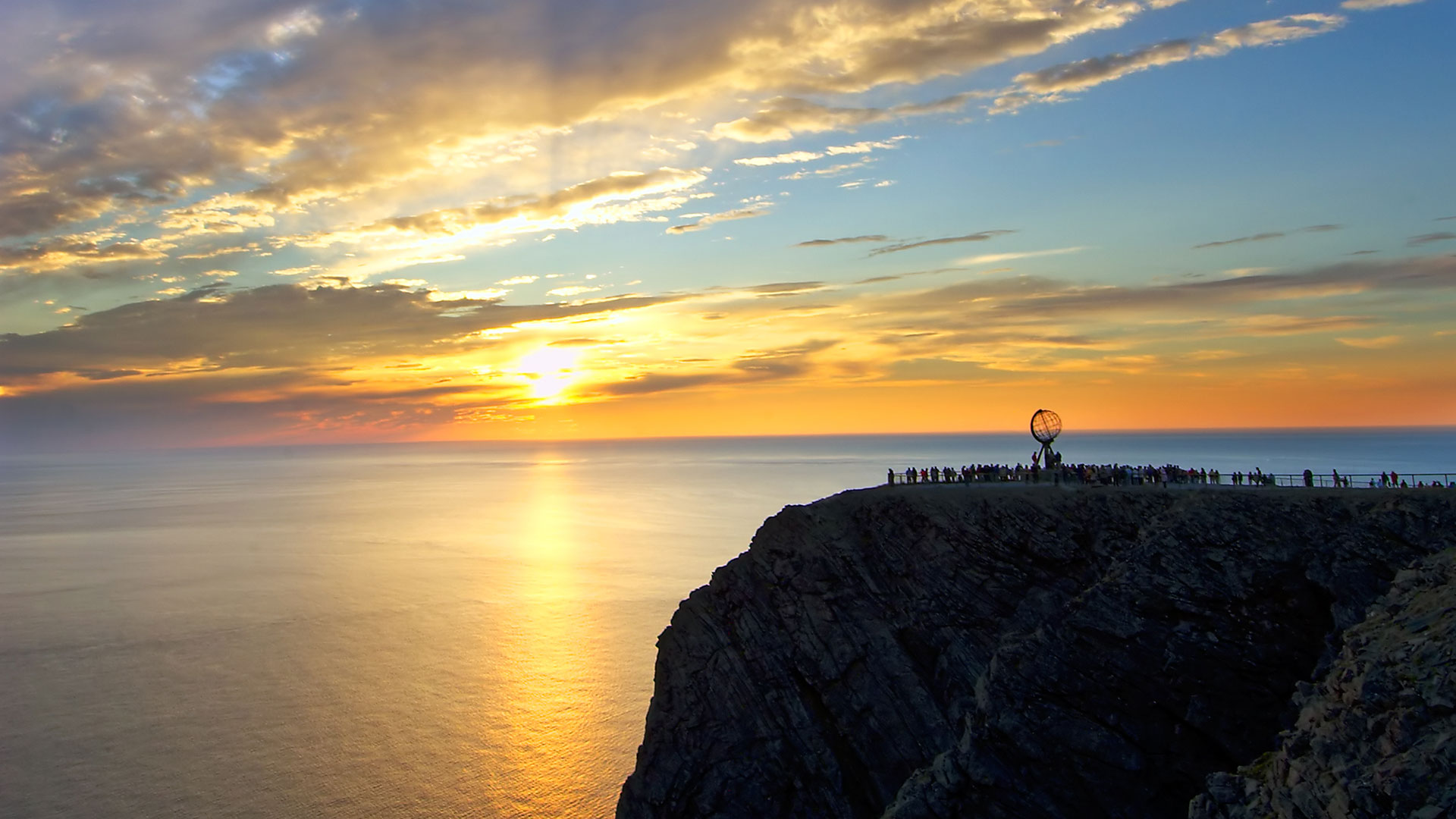 Midnight sun in North Cape, Norway