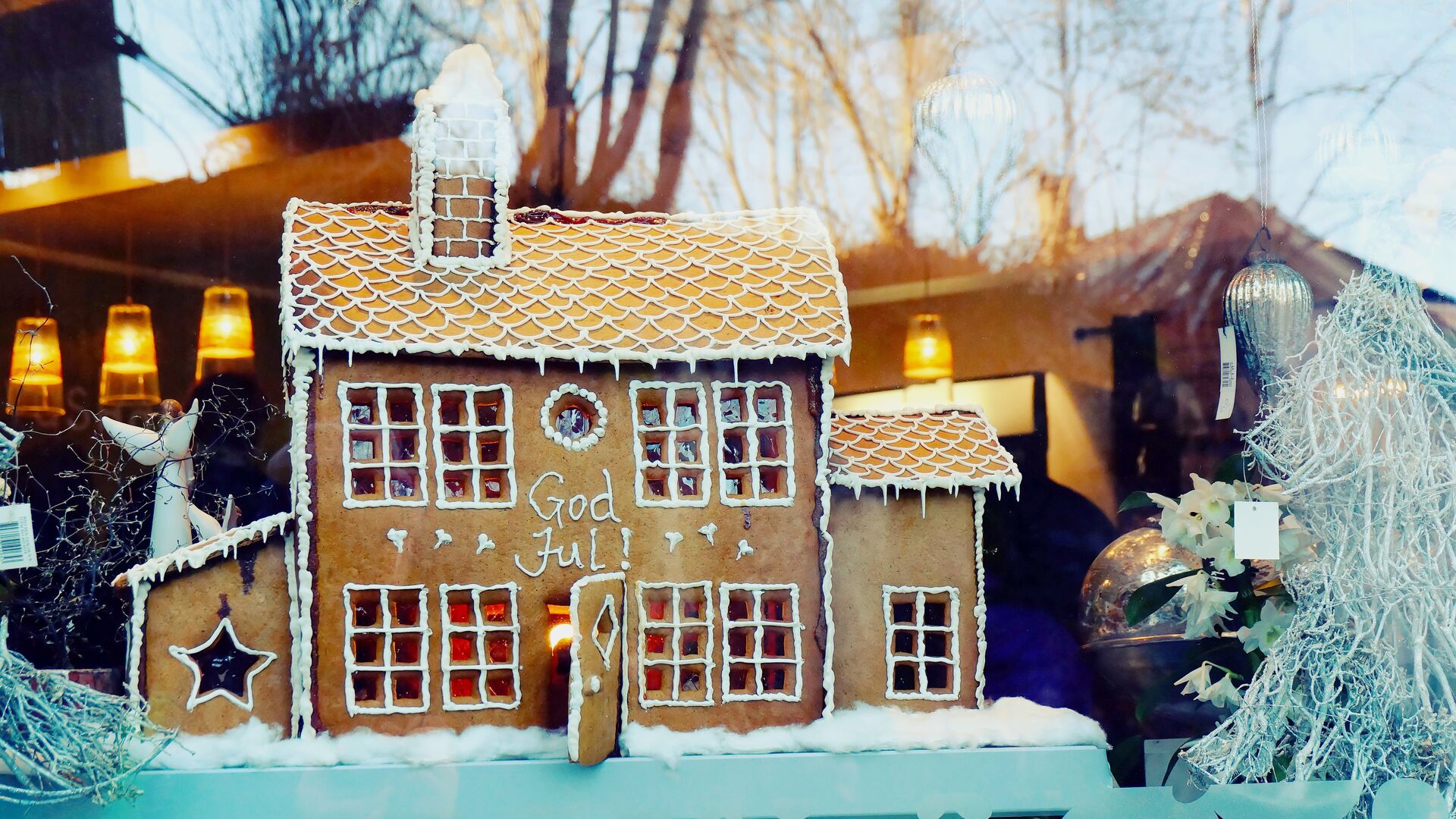 Gingerbread house in Norway at Christmastime