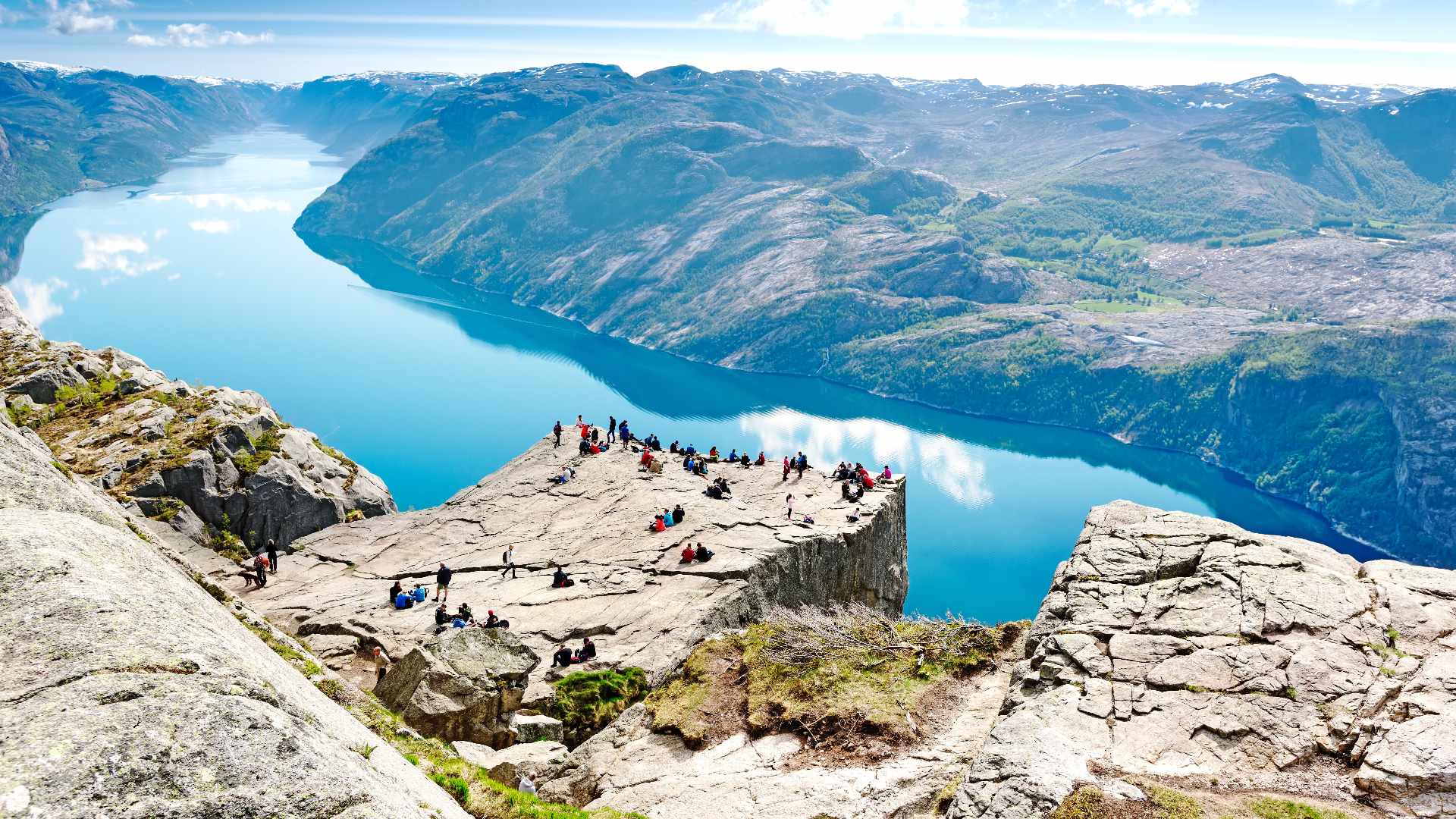 Preikestolen rock formation and viewpoint in Norway.