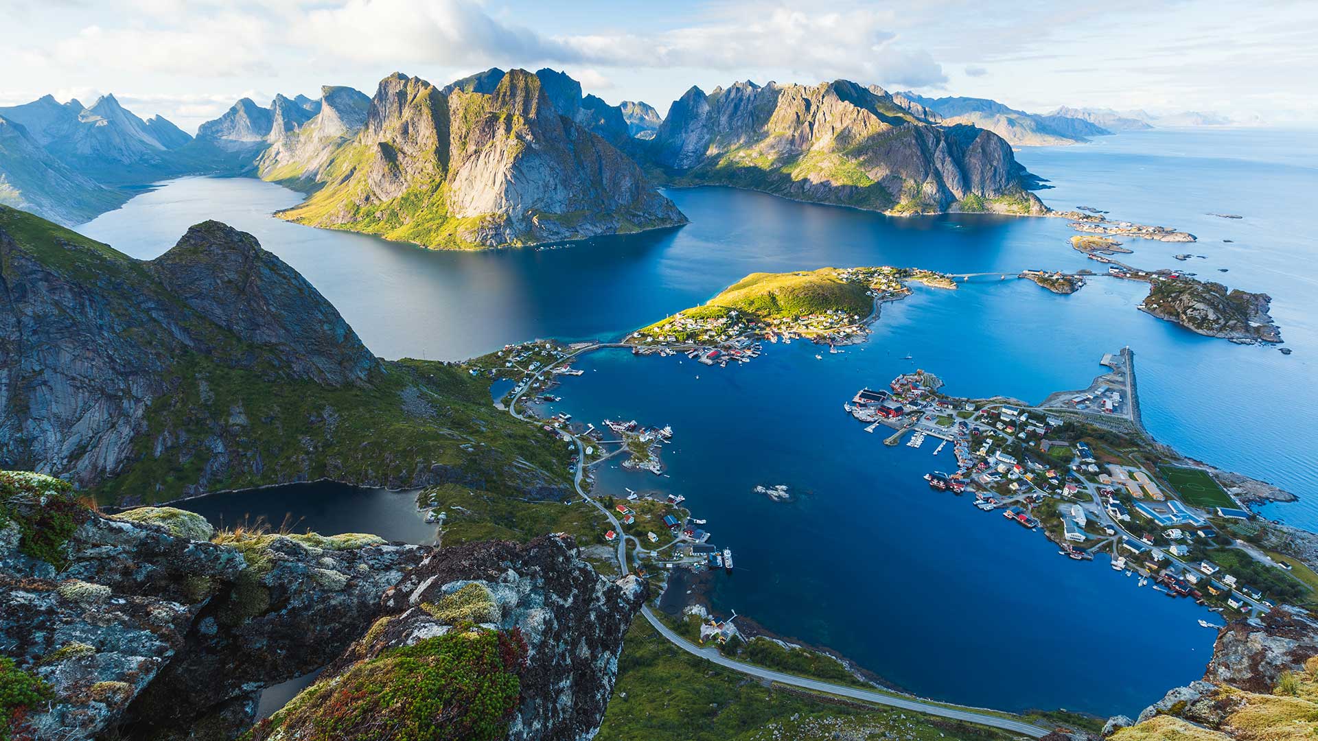 Aerial view of Lofoten in summer