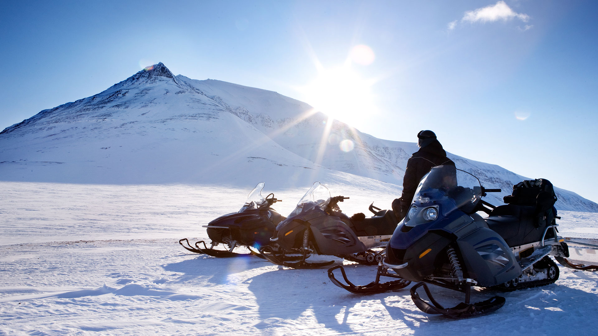 snowmobile on snowy landscape